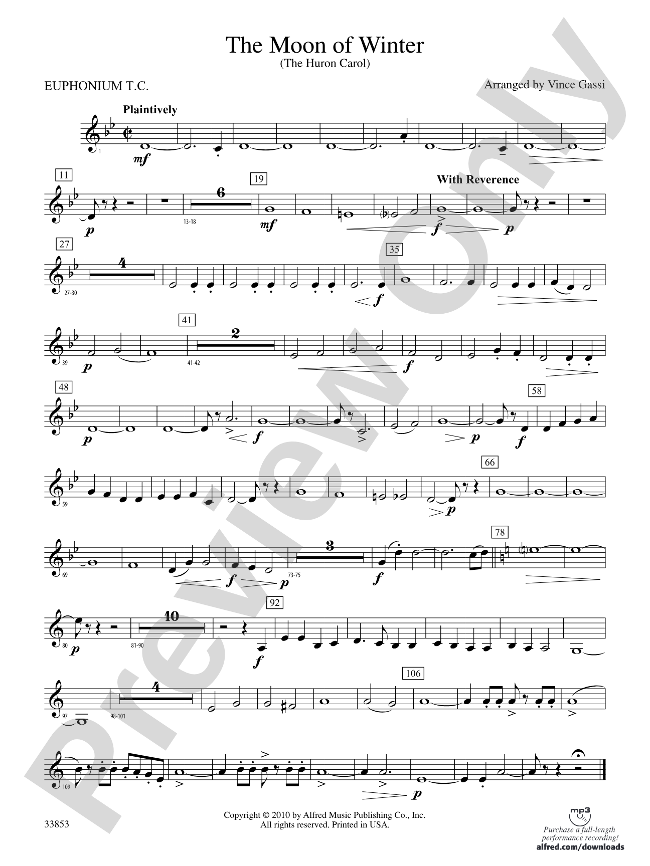The Moon of Winter (The Huron Carol): (wp) Baritone T.C.