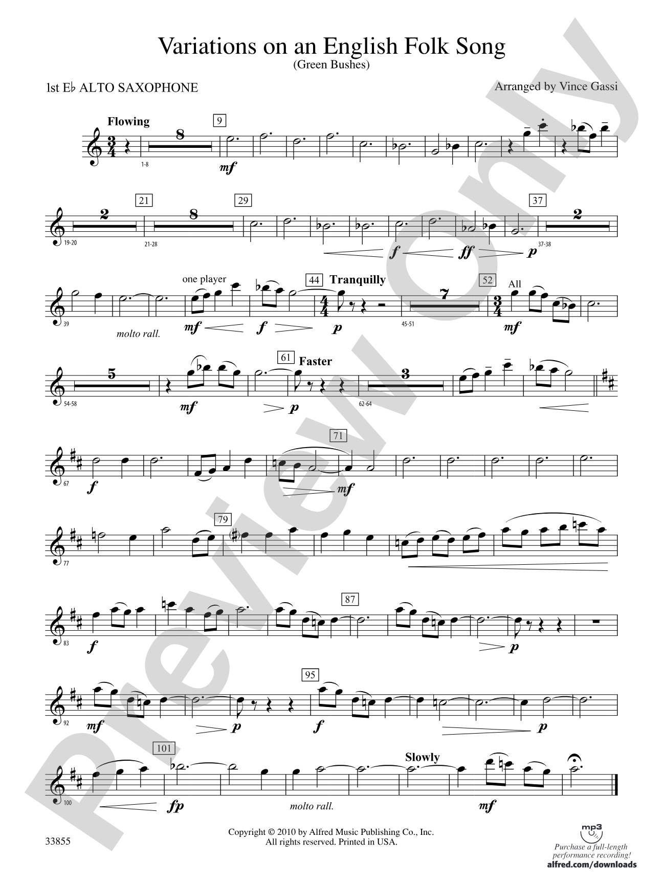 Variations on an English Folk Song: E-flat Alto Saxophone