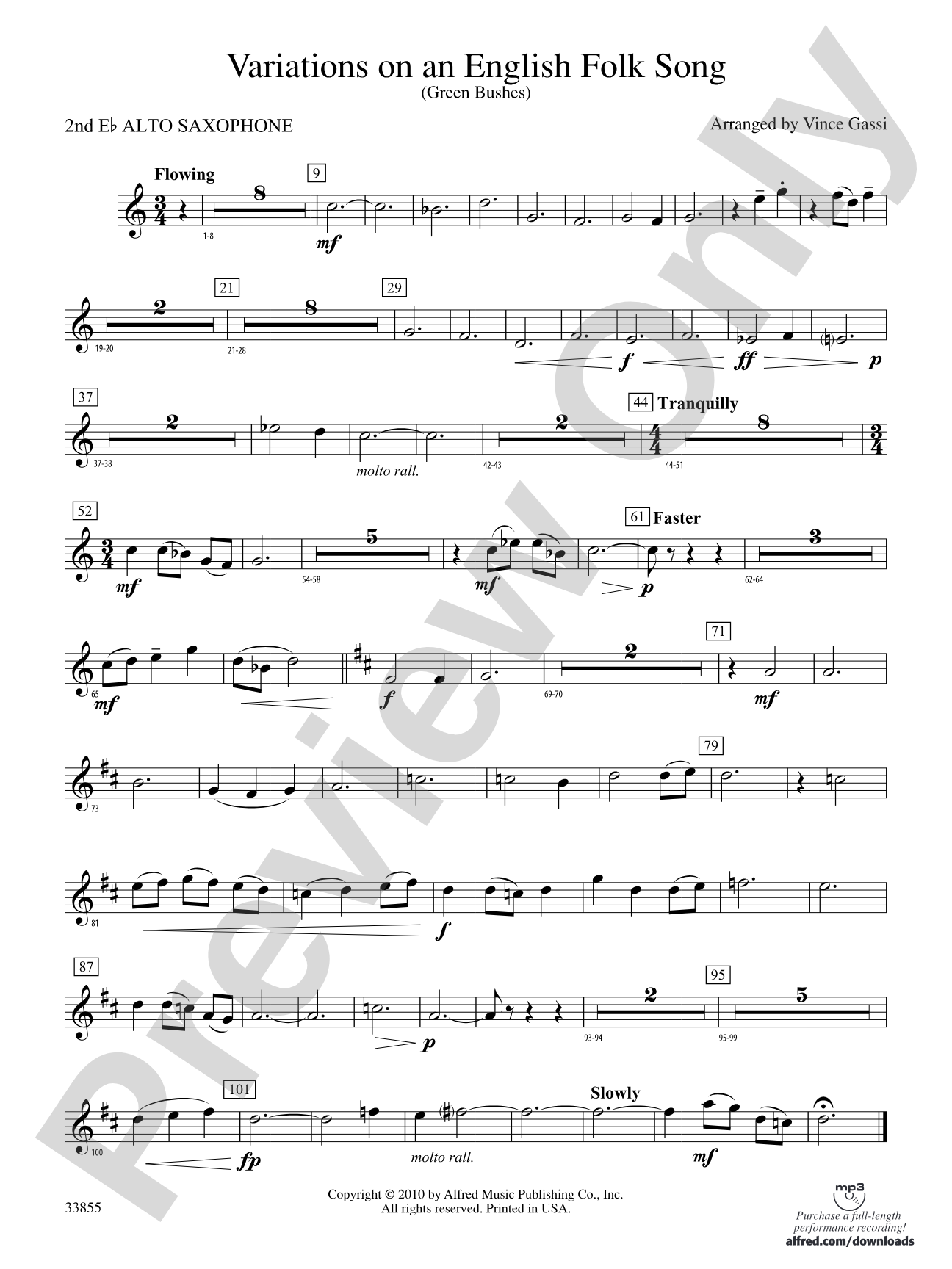Variations on an English Folk Song: 2nd E-flat Alto Saxophone