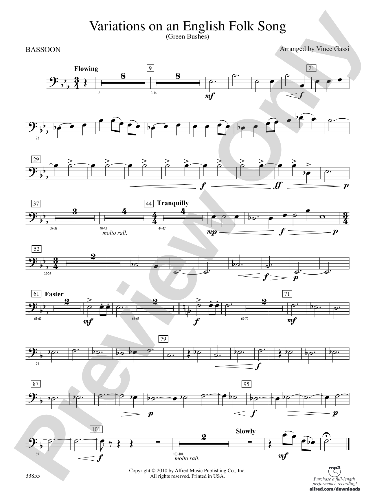 Variations on an English Folk Song: Bassoon