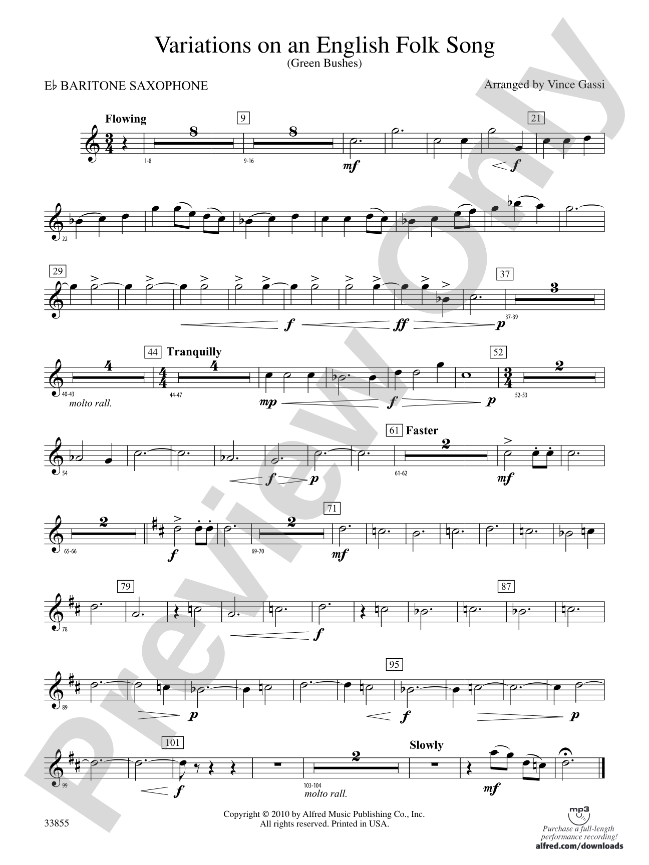 Variations on an English Folk Song: E-flat Baritone Saxophone