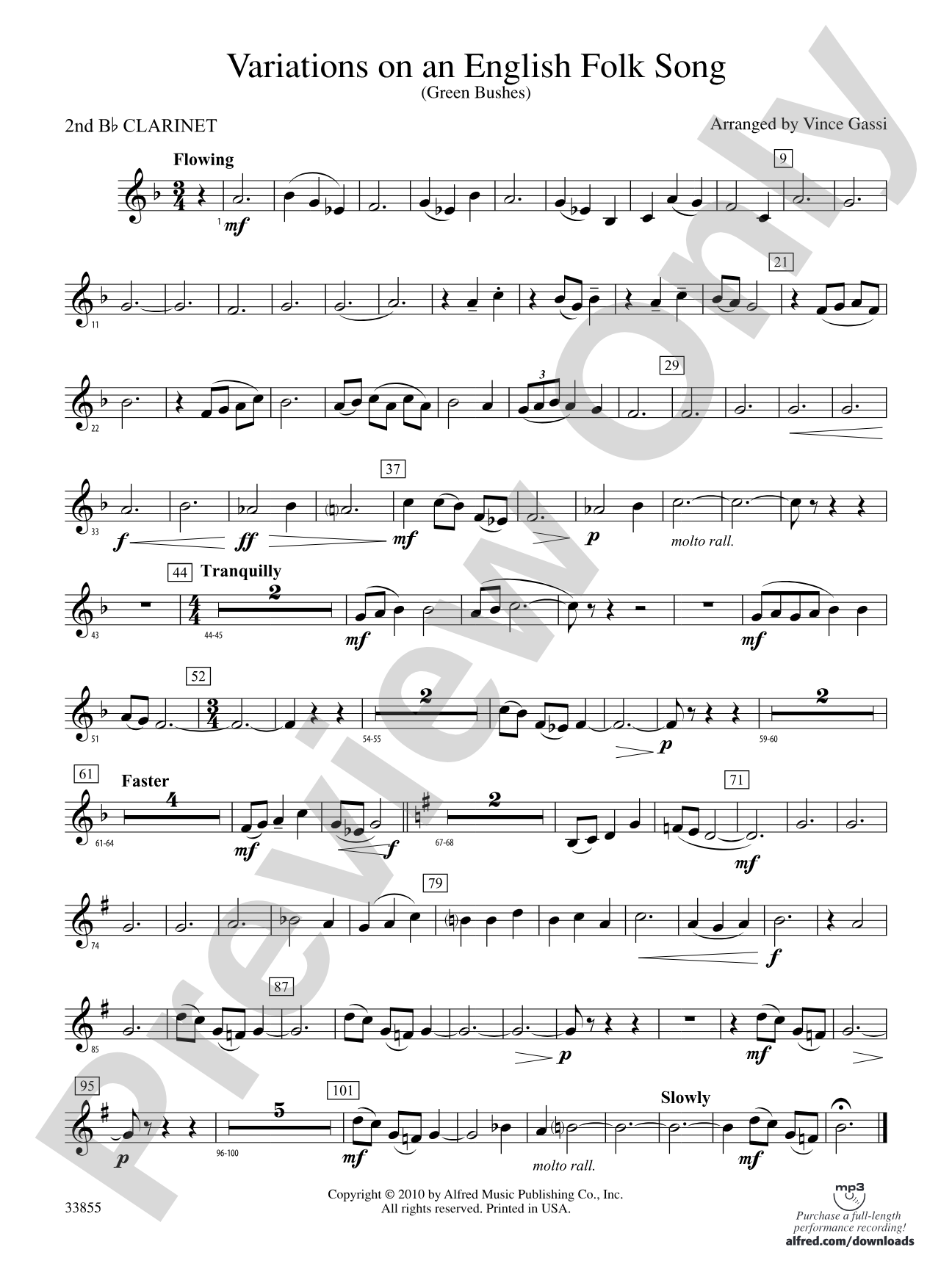 Variations on an English Folk Song: 2nd B-flat Clarinet