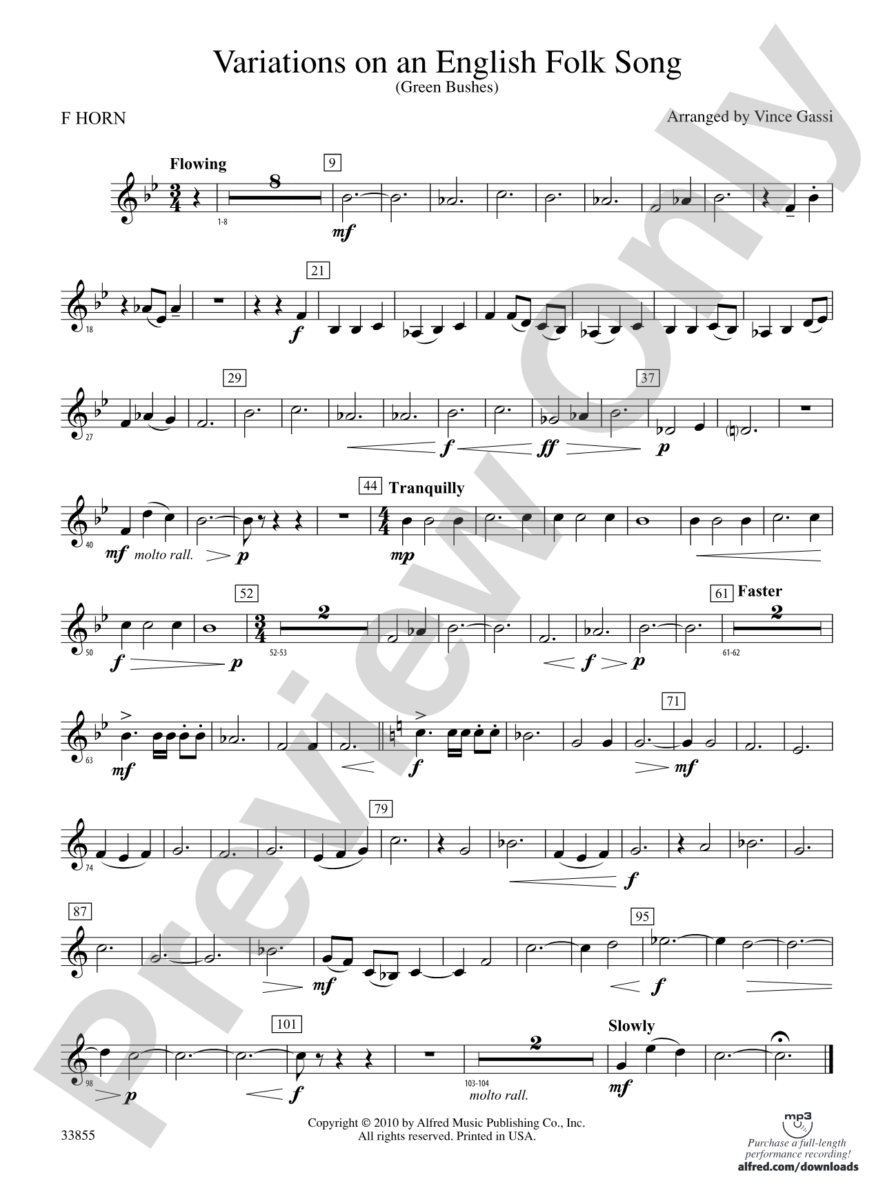 Variations on an English Folk Song: 1st F Horn