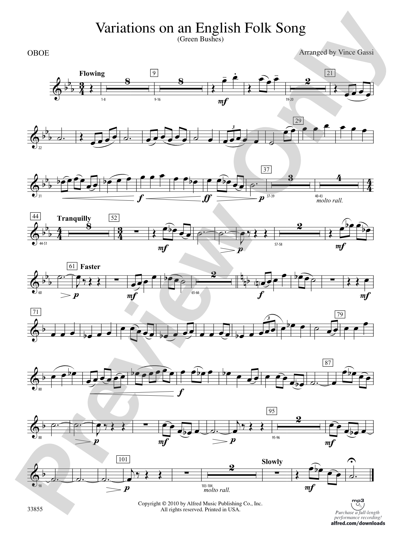 Variations on an English Folk Song: Oboe