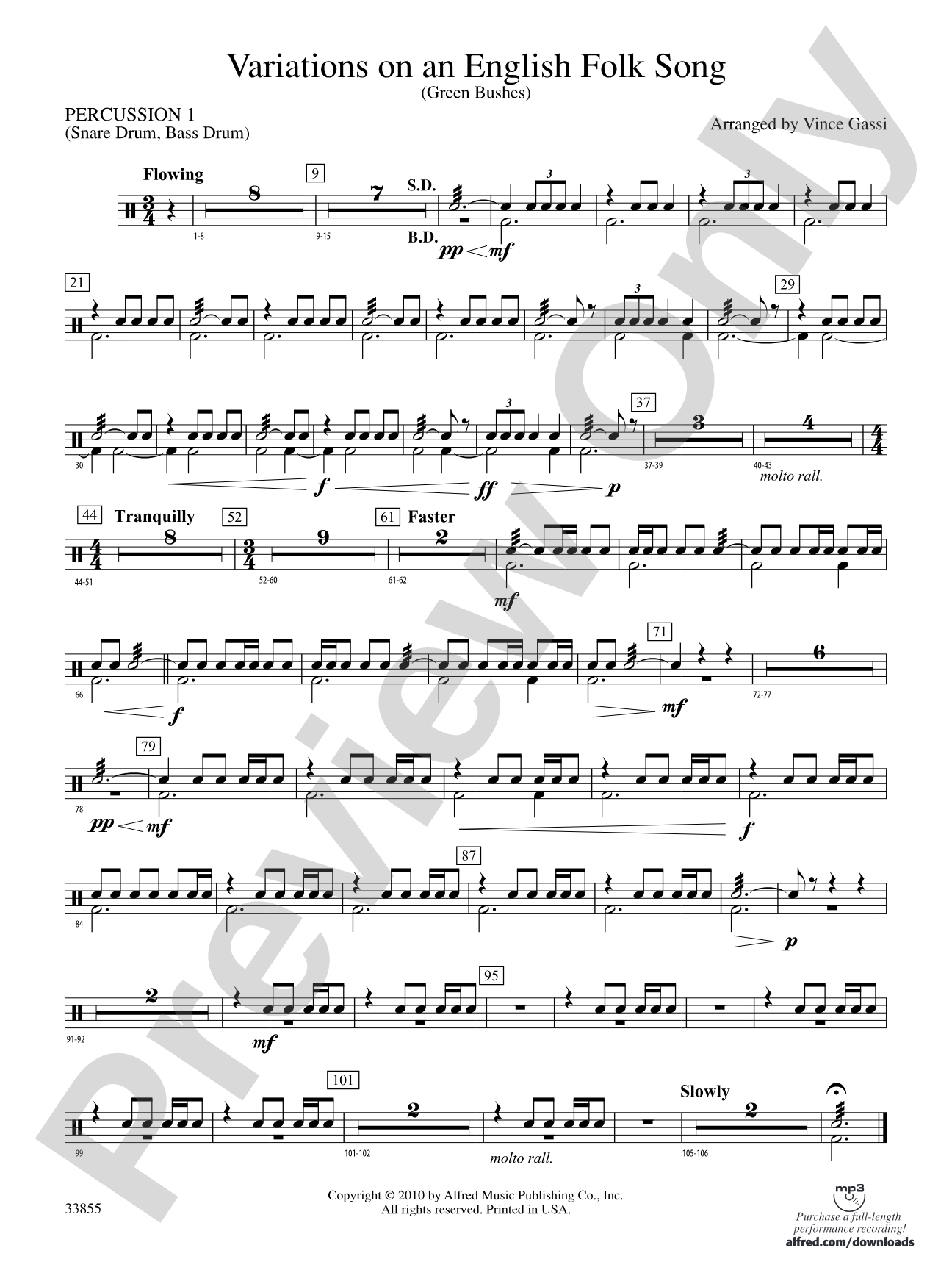 Variations on an English Folk Song: 1st Percussion