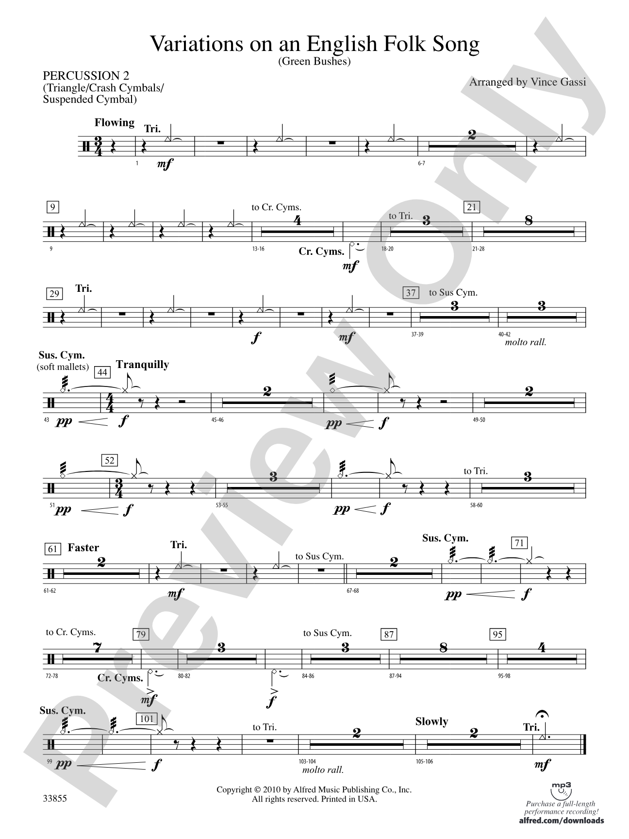 Variations on an English Folk Song: 2nd Percussion