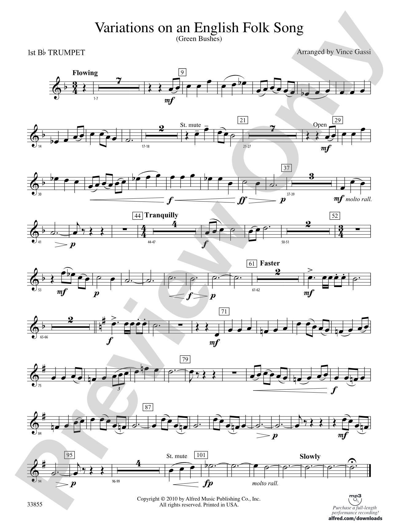 Variations on an English Folk Song: 1st B-flat Trumpet