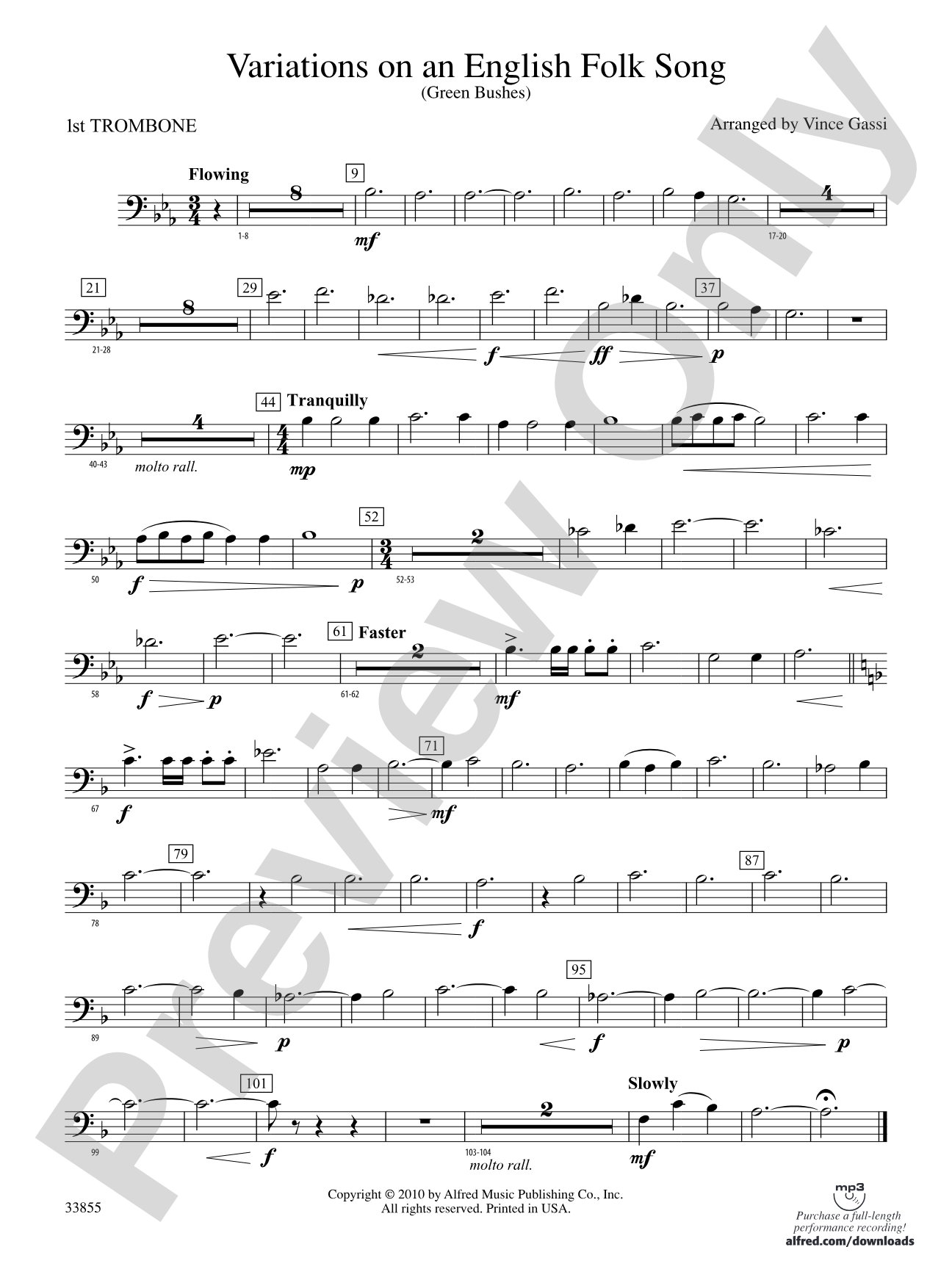 Variations on an English Folk Song: 1st Trombone