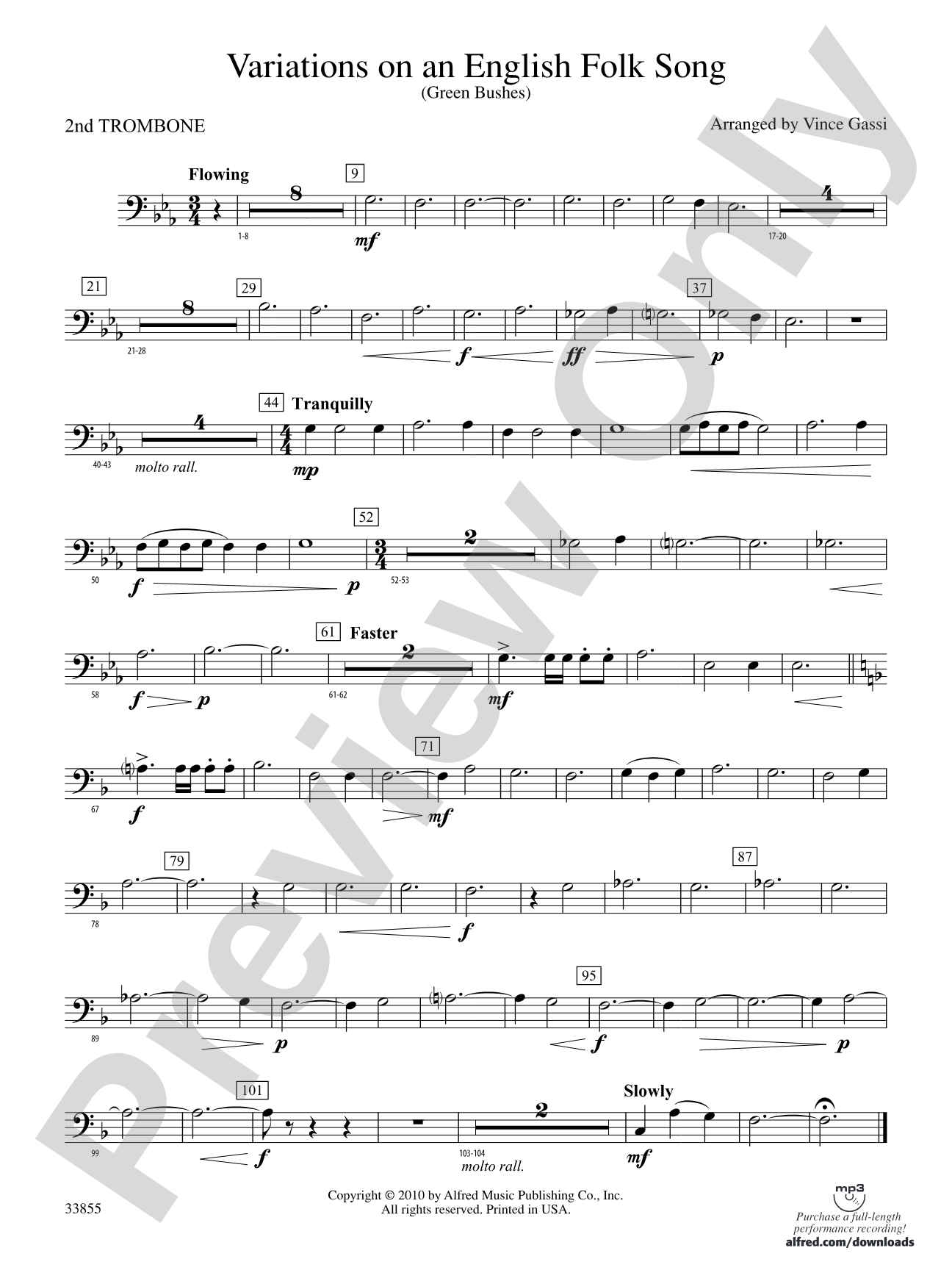 Variations on an English Folk Song: 2nd Trombone