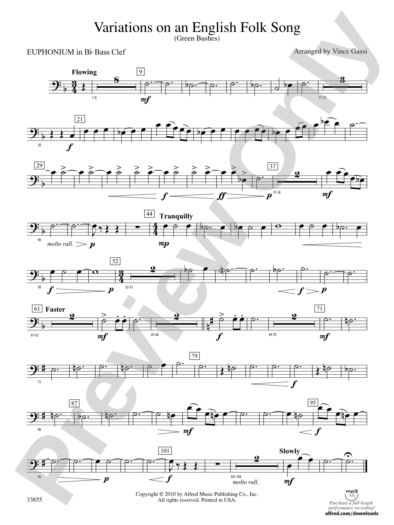 Variations on an English Folk Song: (wp) B-flat Baritone B.C.