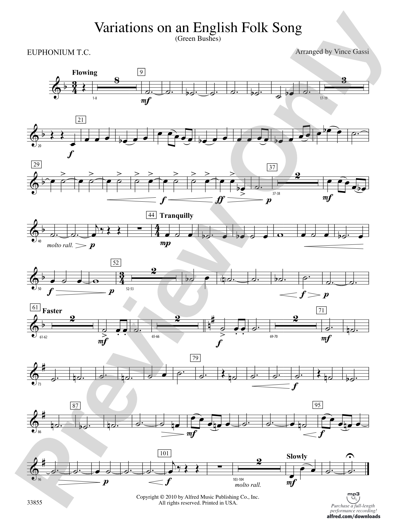 Variations on an English Folk Song: (wp) Baritone T.C.