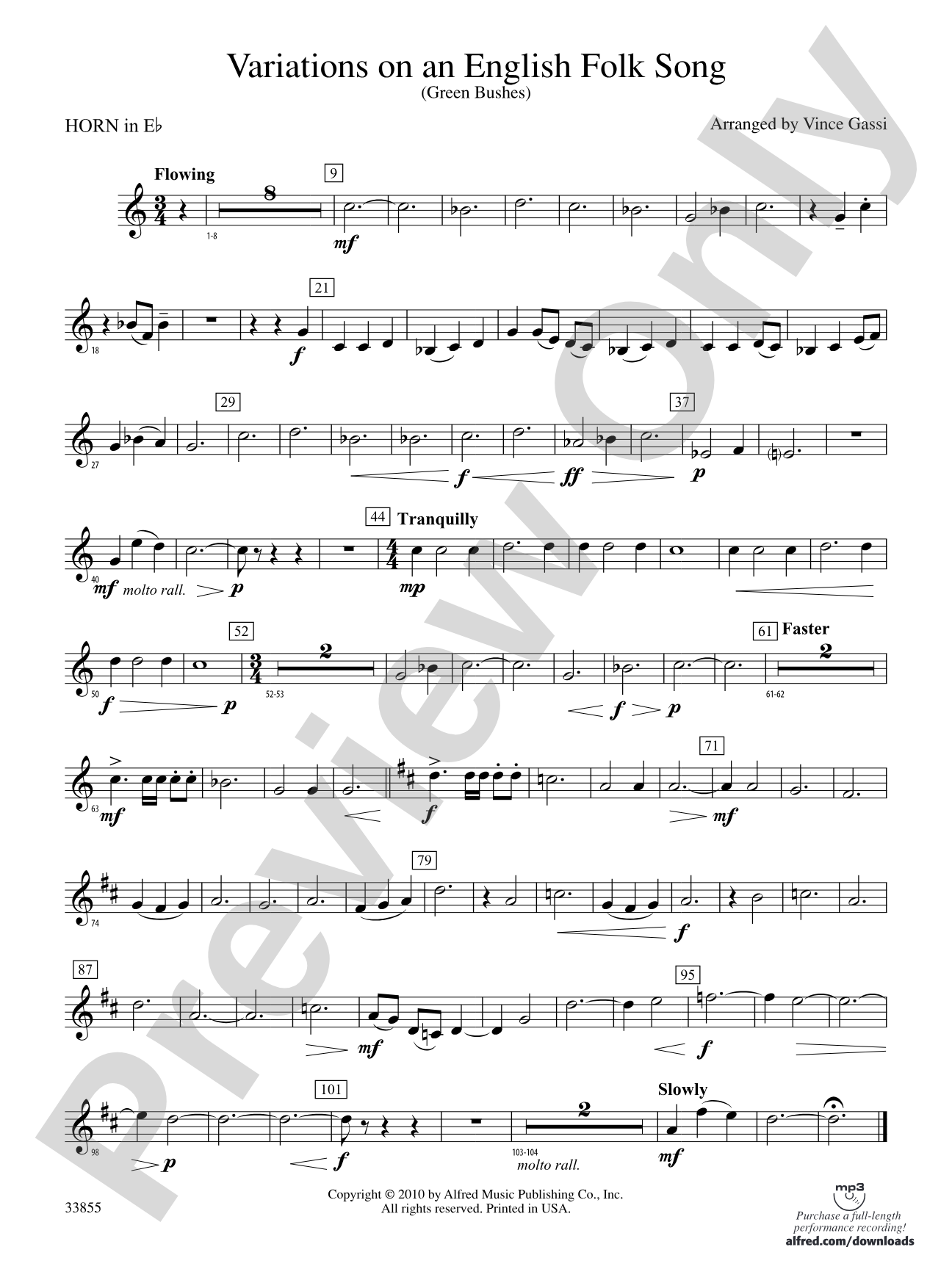 Variations on an English Folk Song: (wp) 1st Horn in E-flat