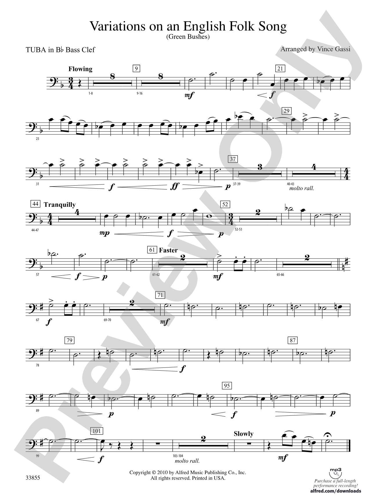 Variations on an English Folk Song: (wp) B-flat Tuba B.C.