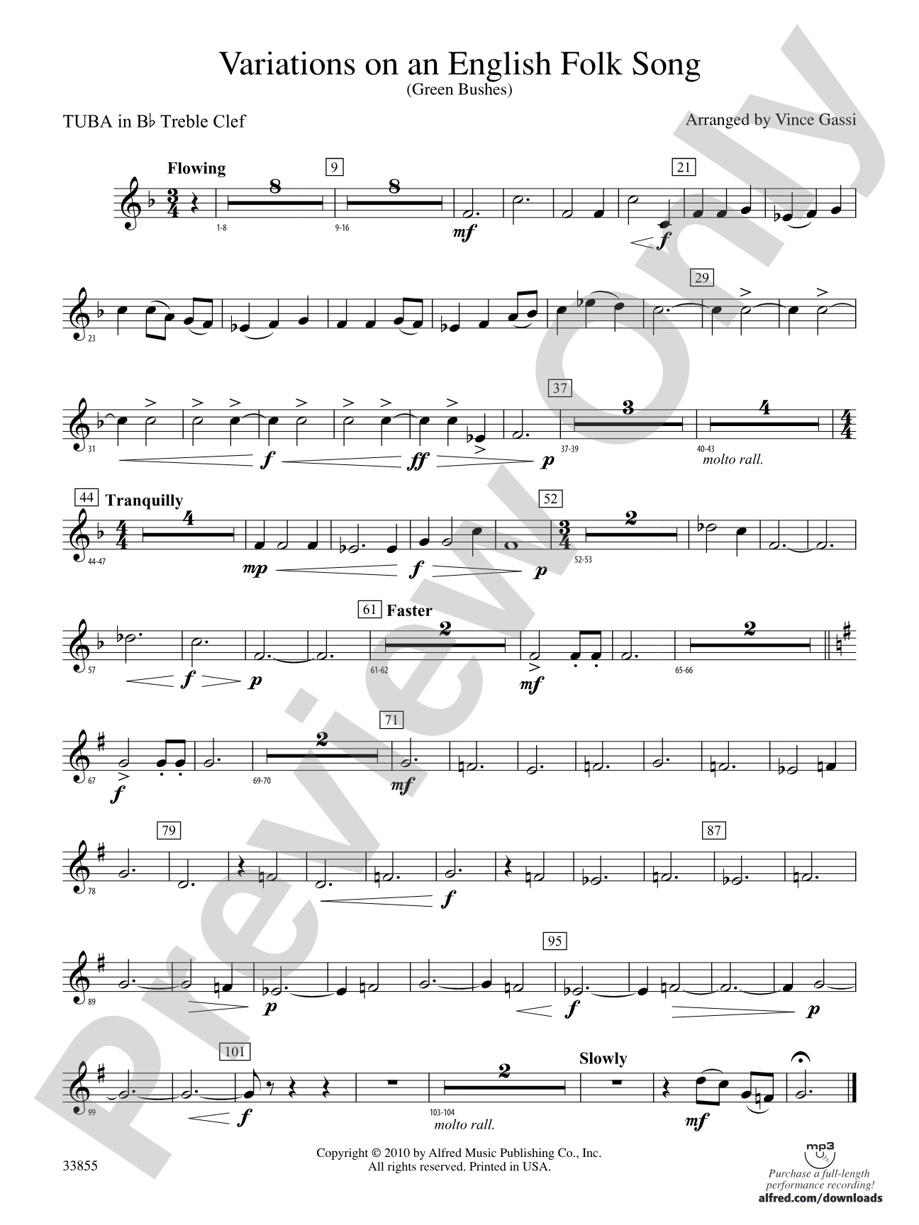 Variations on an English Folk Song: (wp) B-flat Tuba T.C.