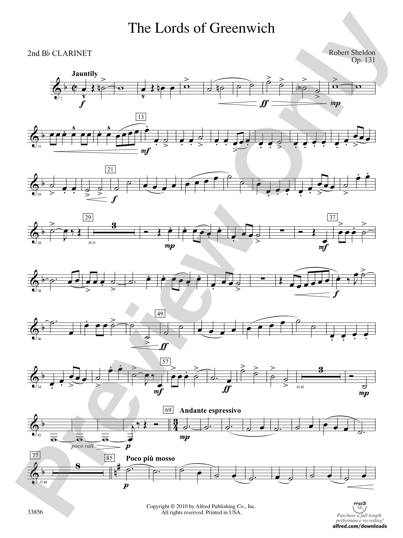 The Lords of Greenwich: 2nd B-flat Clarinet