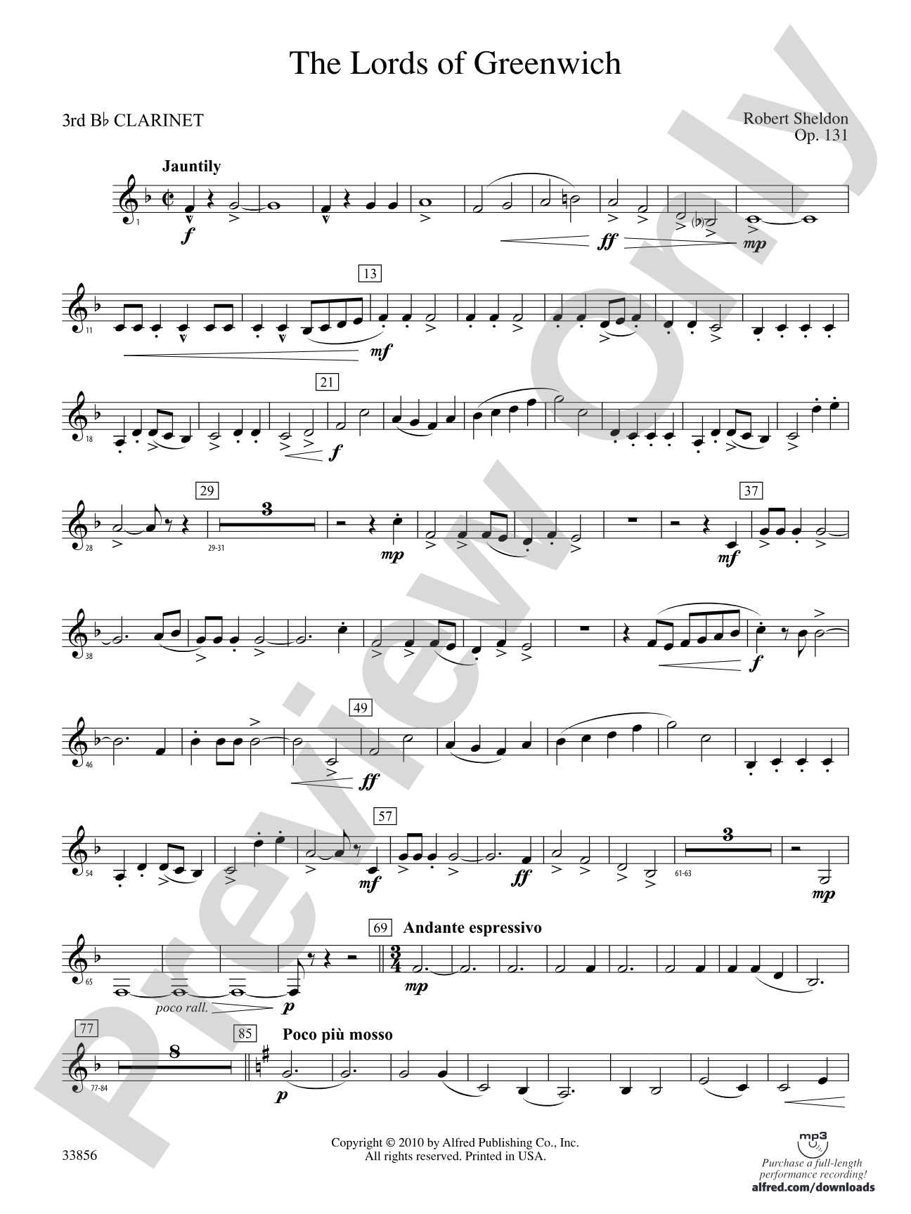 The Lords of Greenwich: 3rd B-flat Clarinet