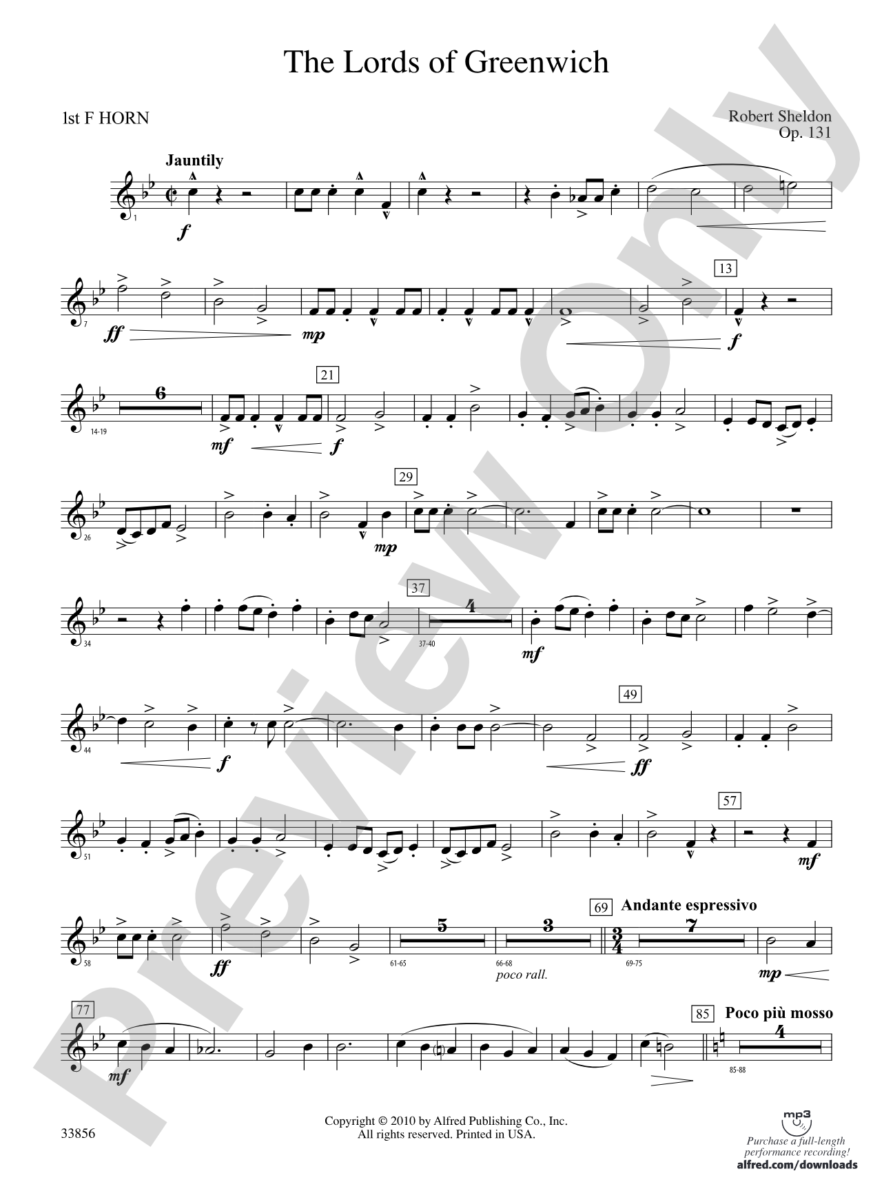 The Lords of Greenwich: 1st F Horn