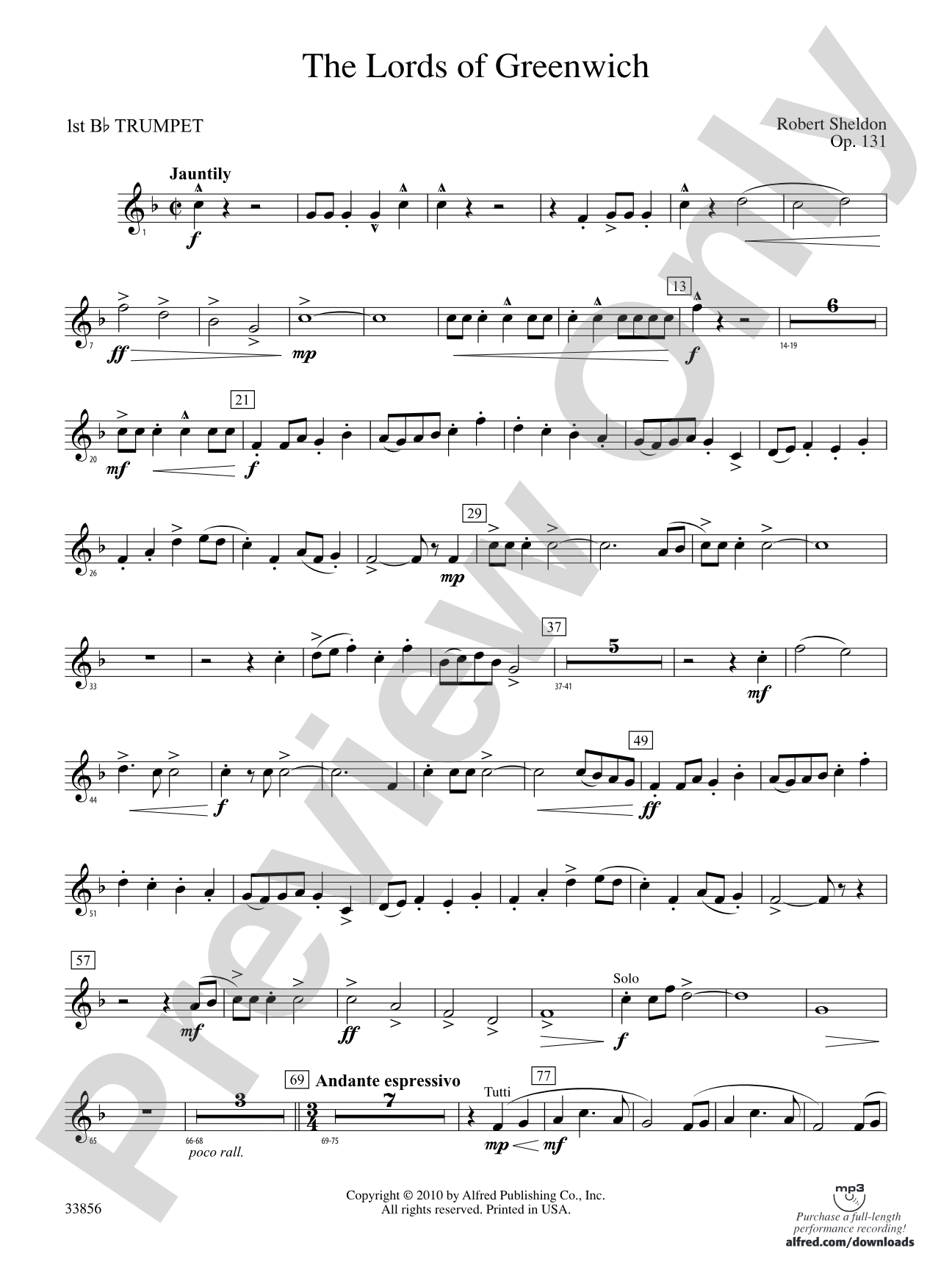 The Lords of Greenwich: 1st B-flat Trumpet