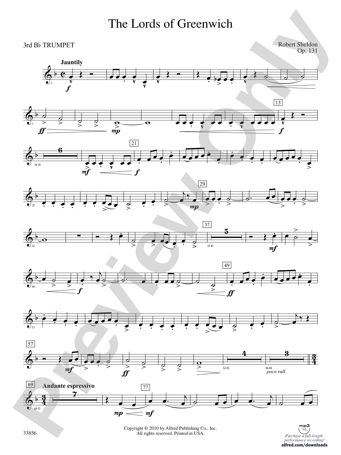 The Lords of Greenwich: 3rd B-flat Trumpet