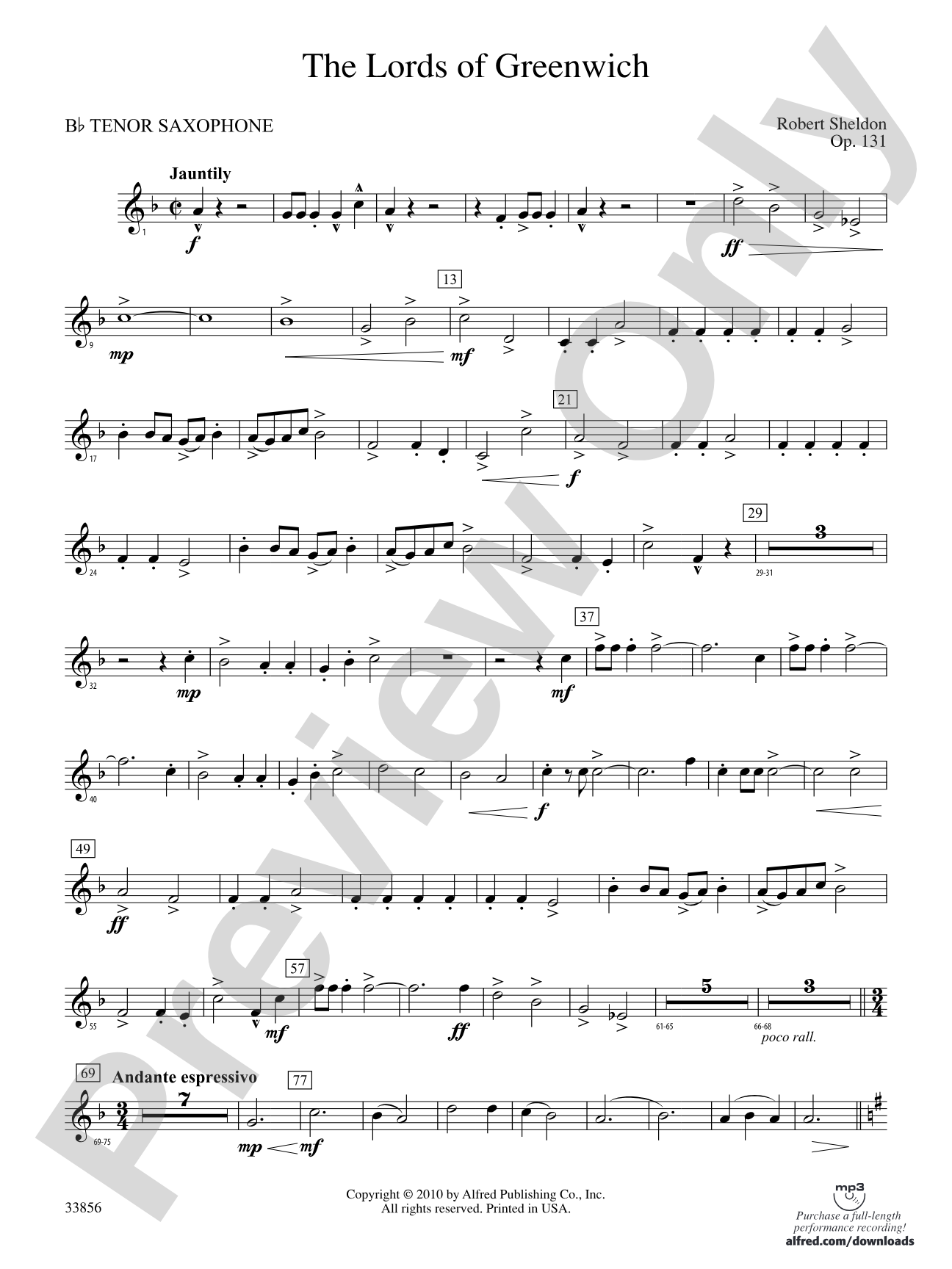The Lords of Greenwich: B-flat Tenor Saxophone