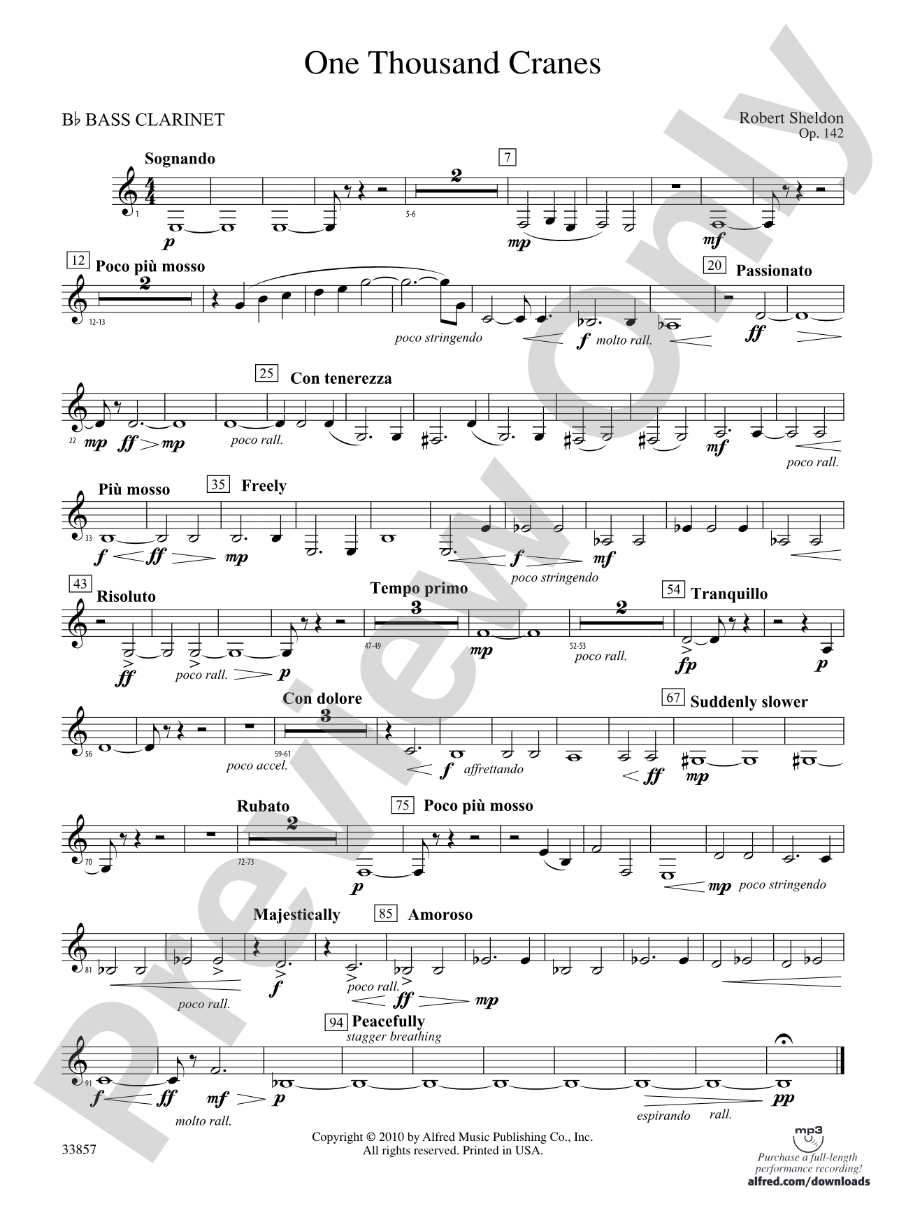 One Thousand Cranes: B-flat Bass Clarinet