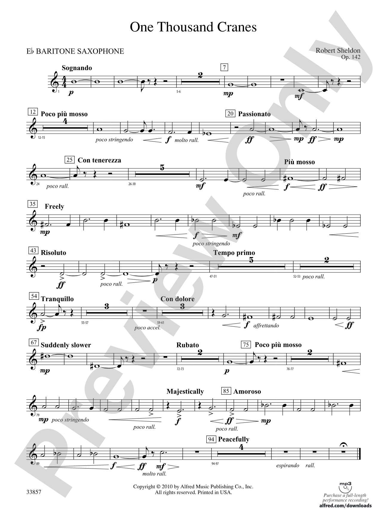 One Thousand Cranes: E-flat Baritone Saxophone