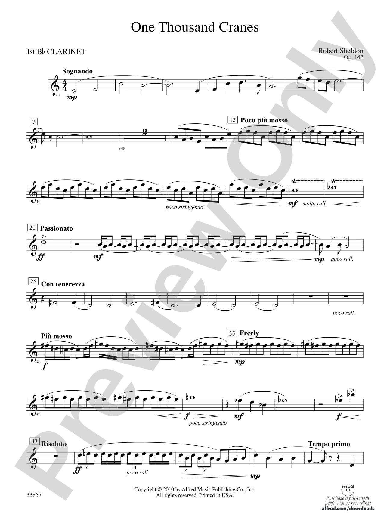 One Thousand Cranes: 1st B-flat Clarinet