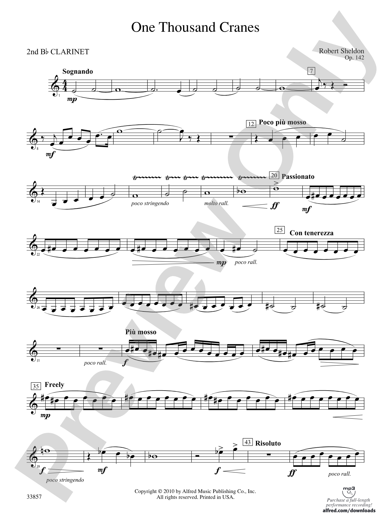 One Thousand Cranes: 2nd B-flat Clarinet