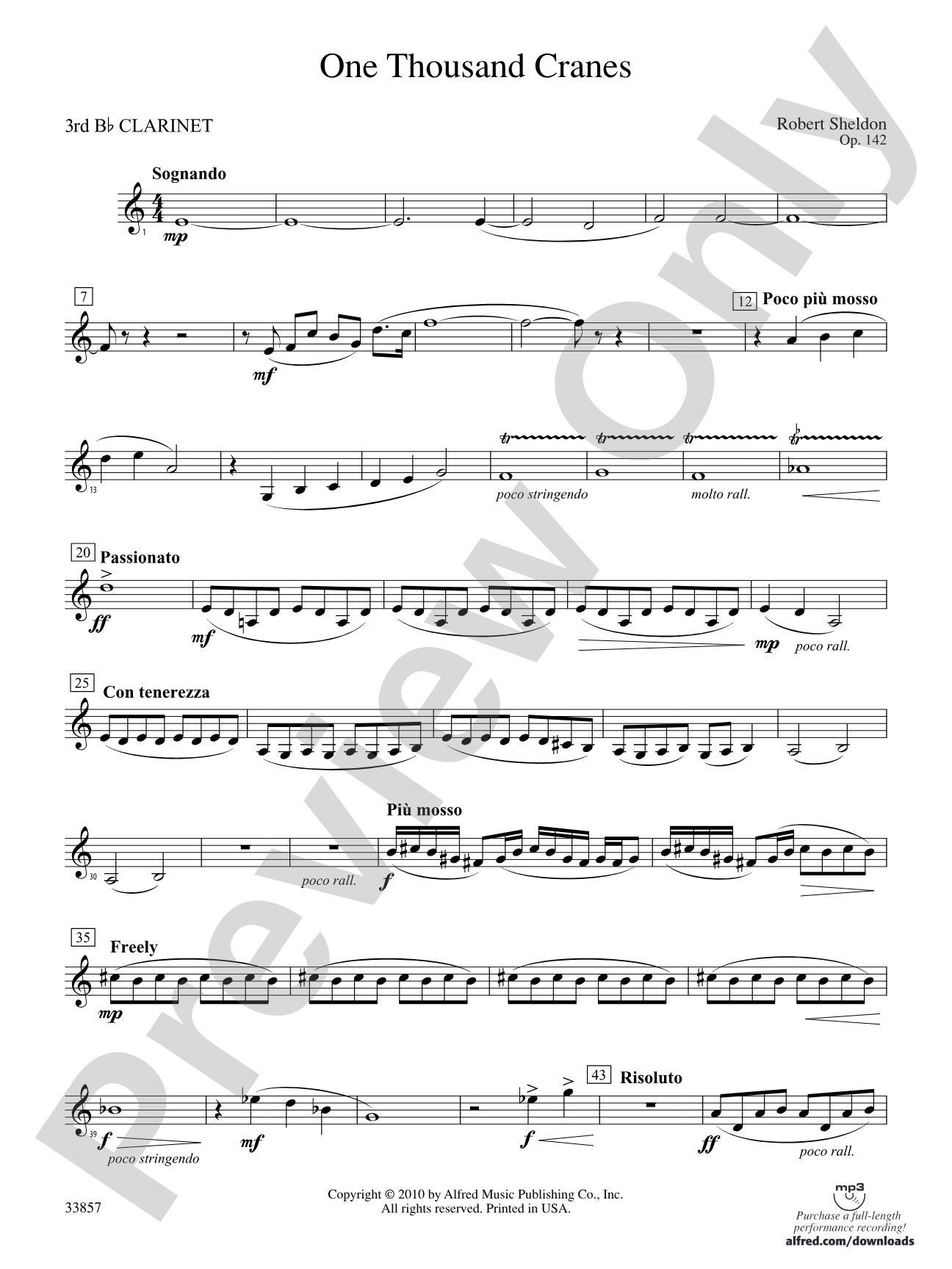 One Thousand Cranes: 3rd B-flat Clarinet