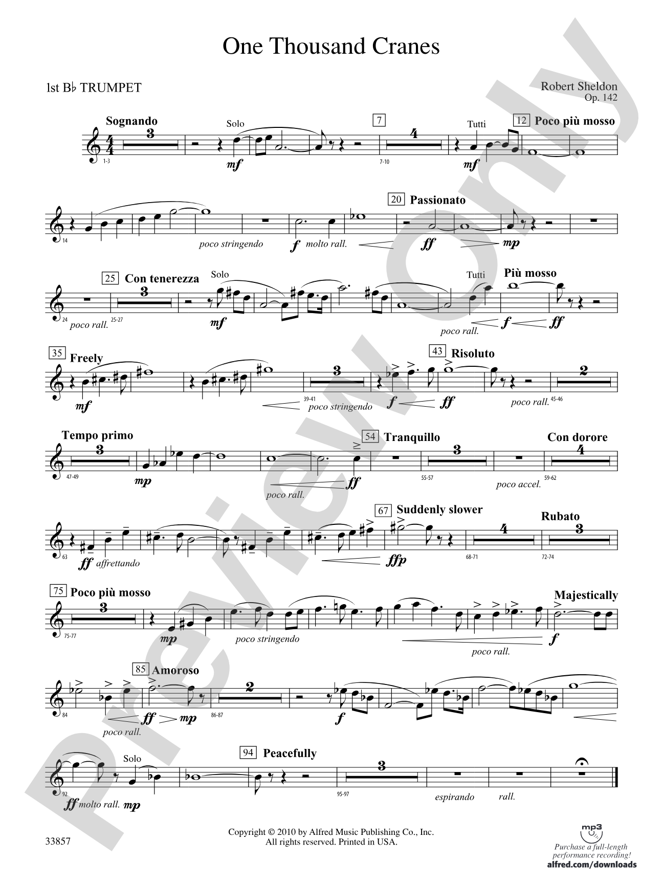 One Thousand Cranes: 1st B-flat Trumpet