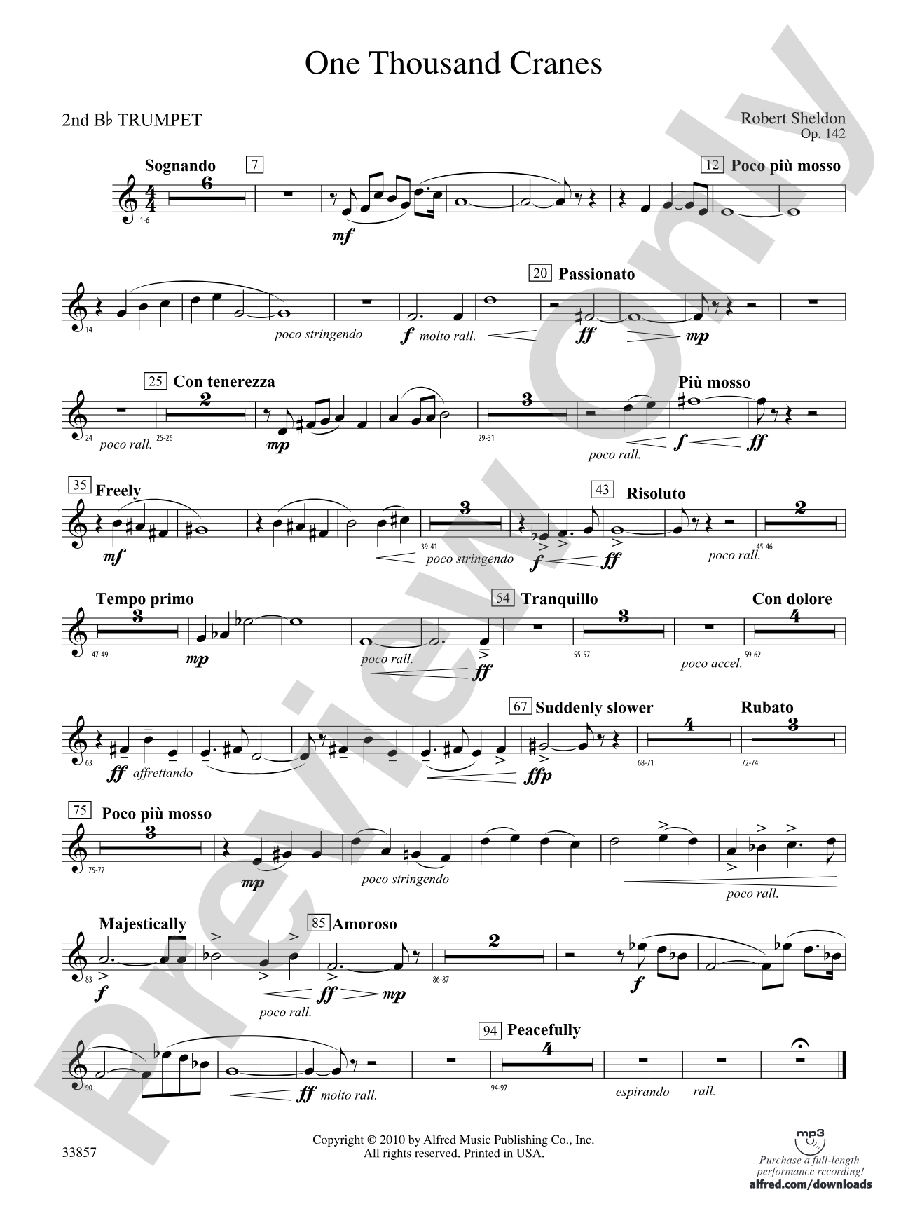 One Thousand Cranes: 2nd B-flat Trumpet