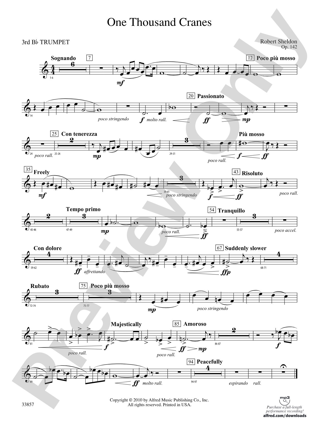 One Thousand Cranes: 3rd B-flat Trumpet