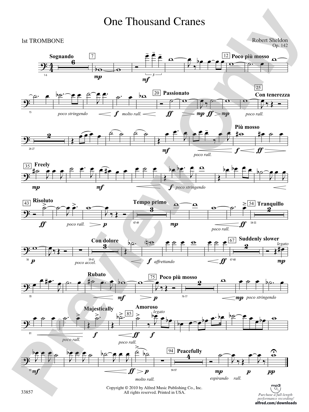 One Thousand Cranes: 1st Trombone