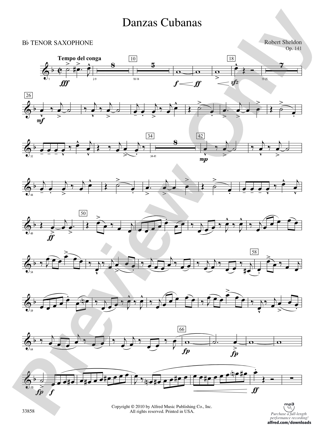 Danzas Cubanas: B-flat Tenor Saxophone