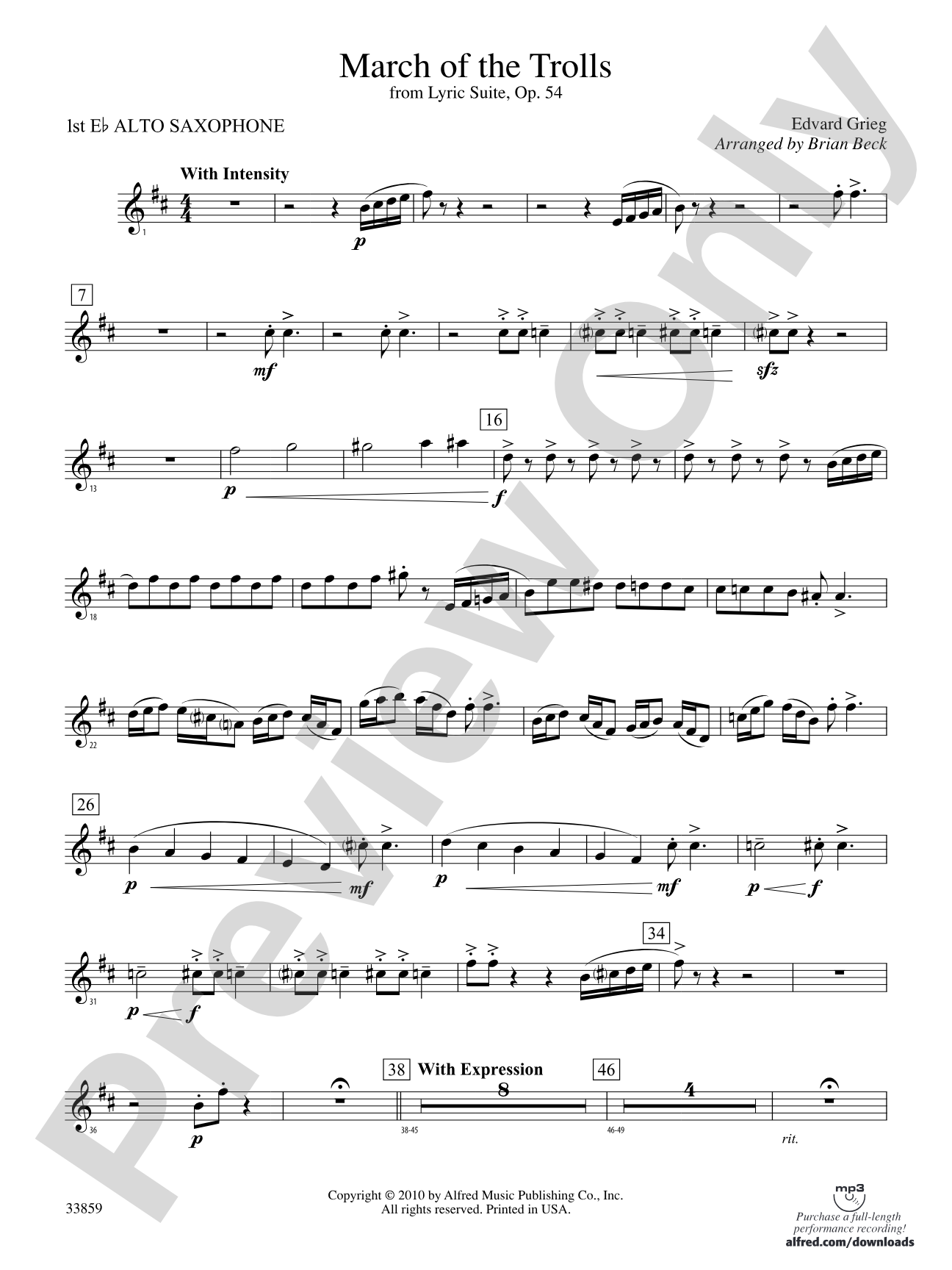 March of the Trolls: E-flat Alto Saxophone