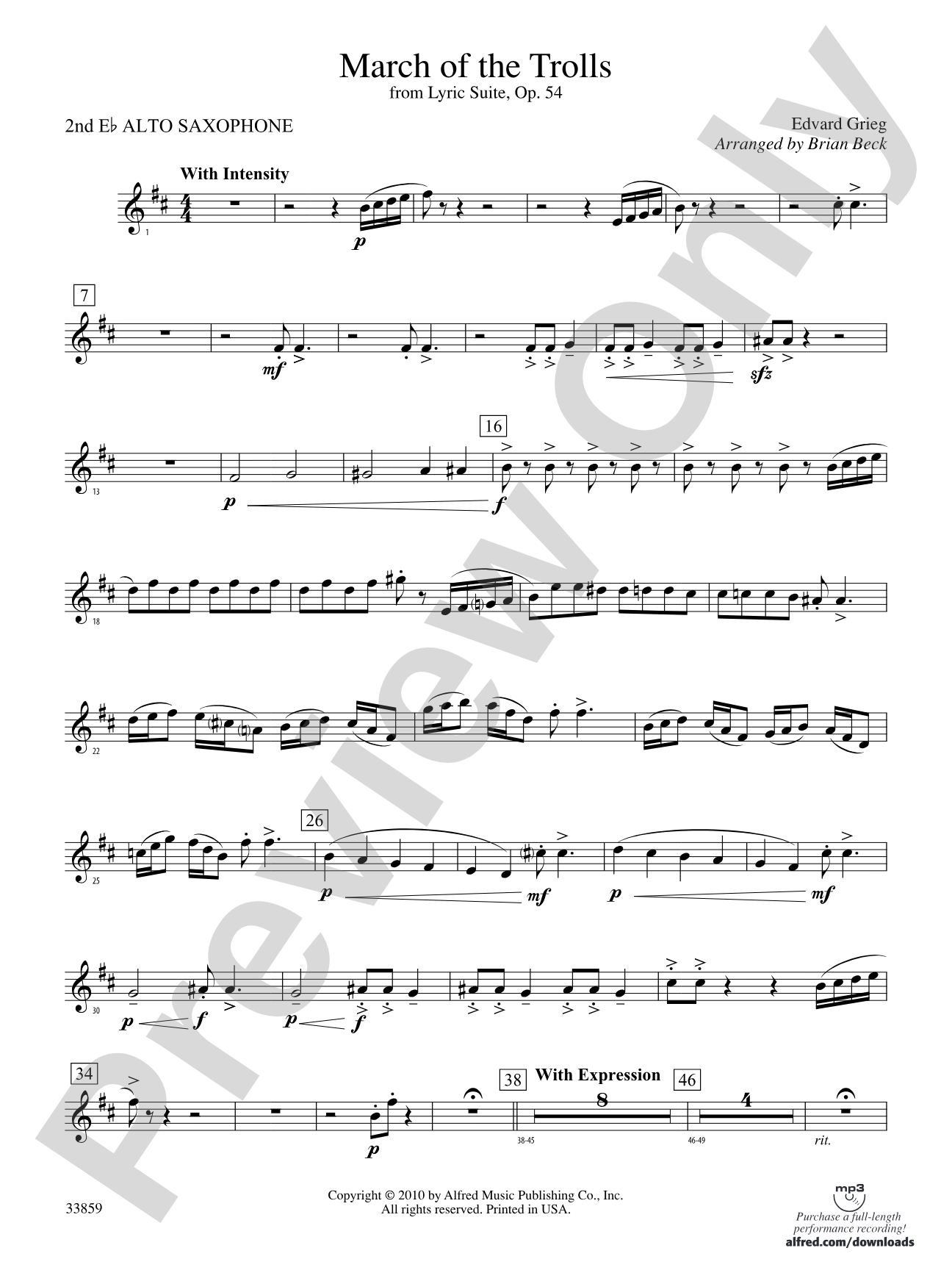 March of the Trolls: 2nd E-flat Alto Saxophone