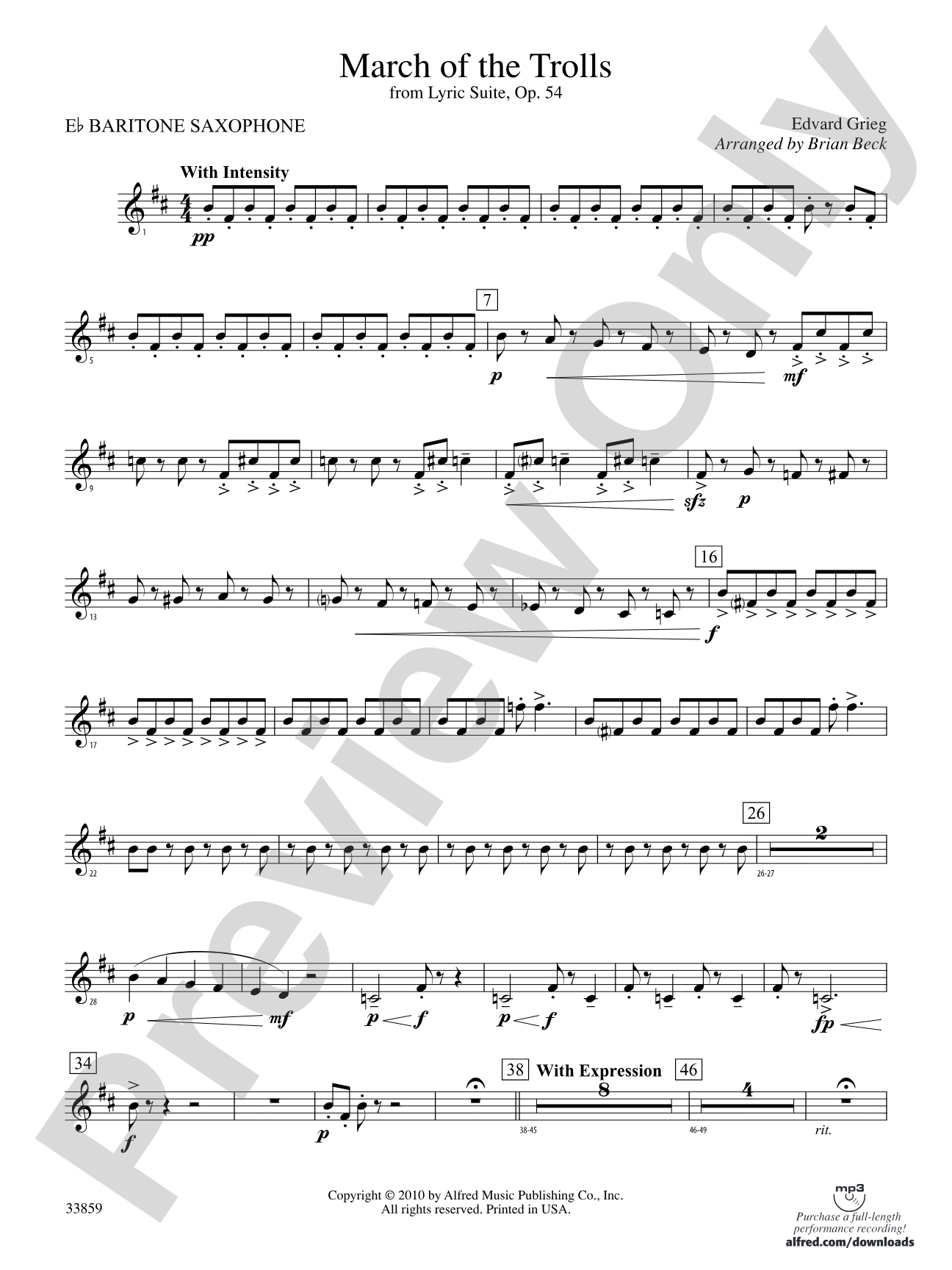 March of the Trolls: E-flat Baritone Saxophone
