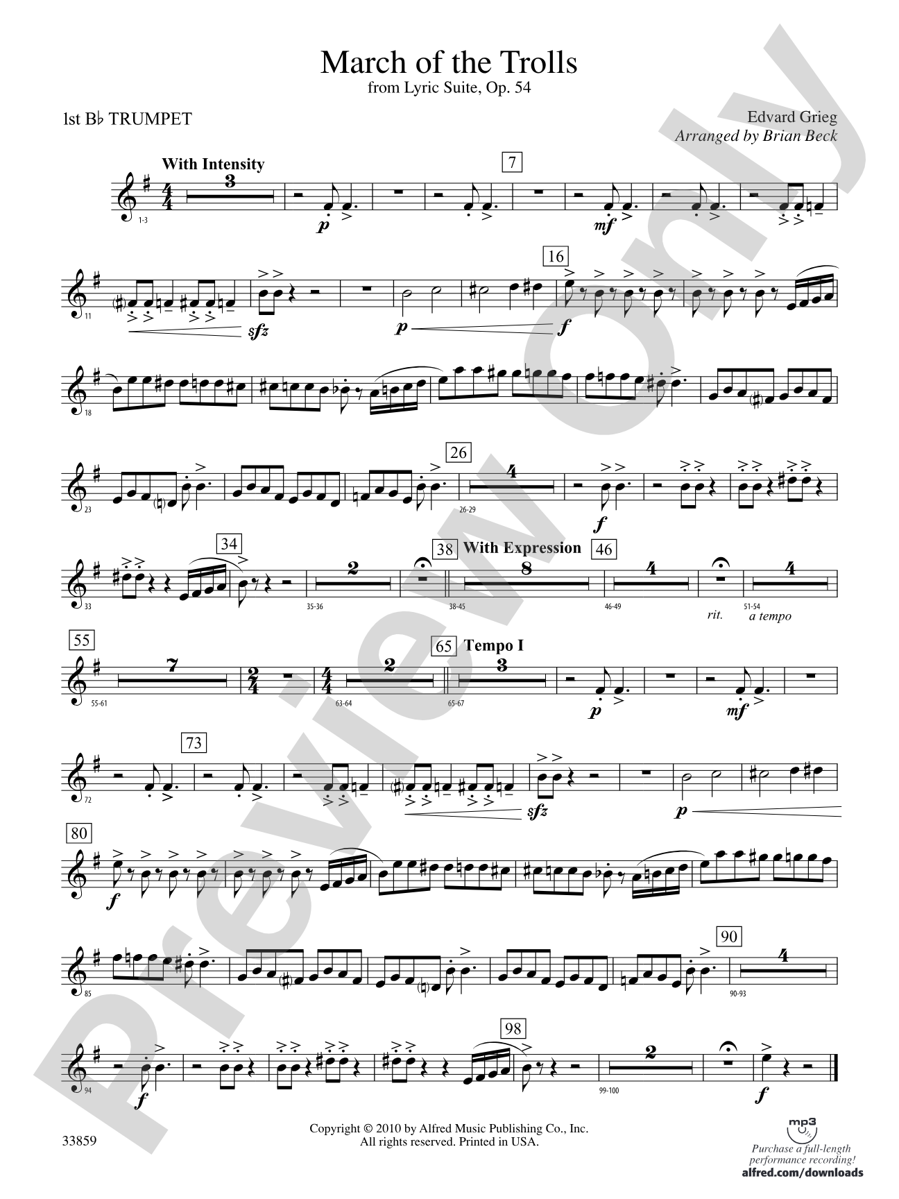 March of the Trolls: 1st B-flat Trumpet