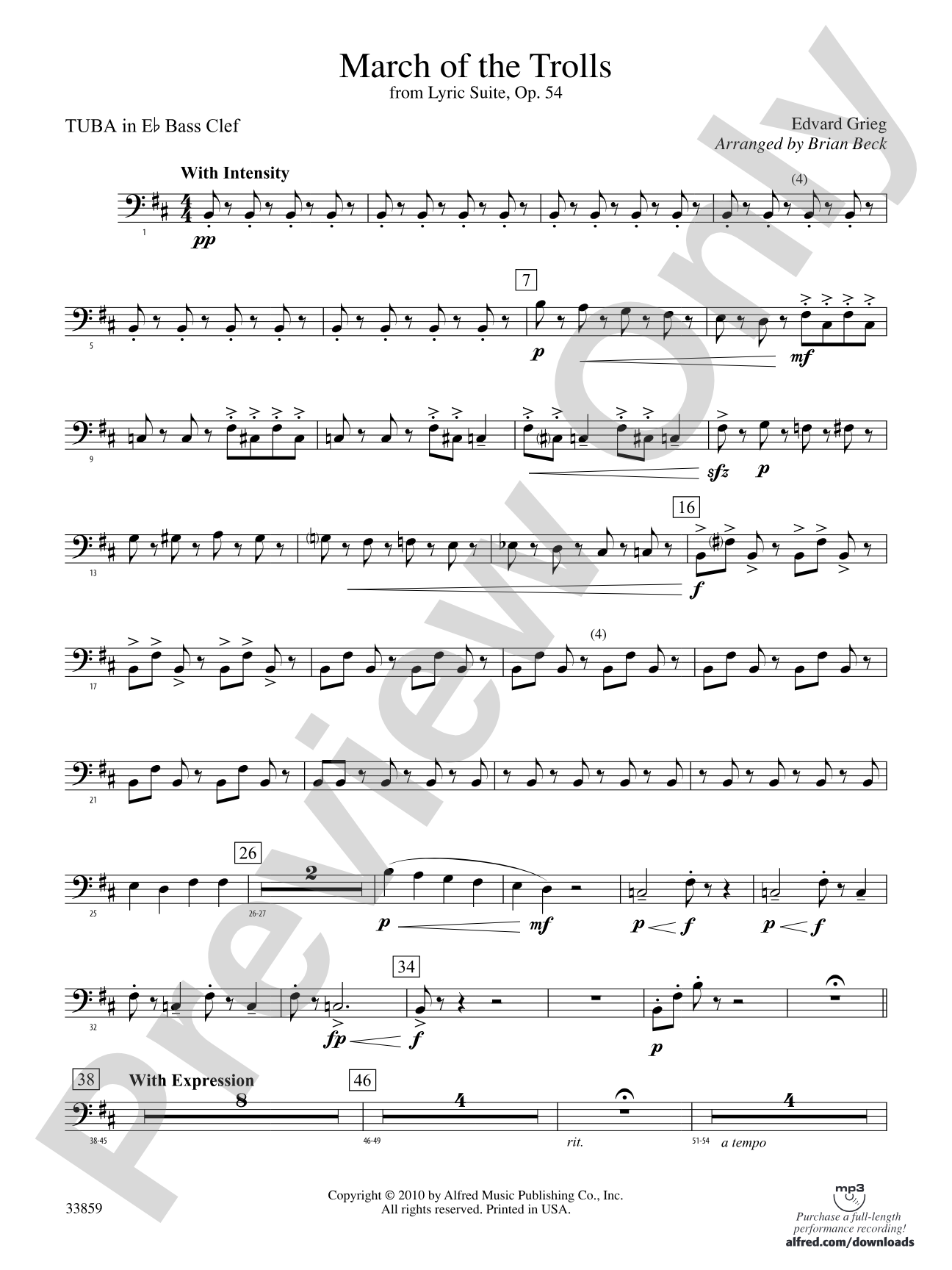 March of the Trolls: (wp) E-flat Tuba B.C.