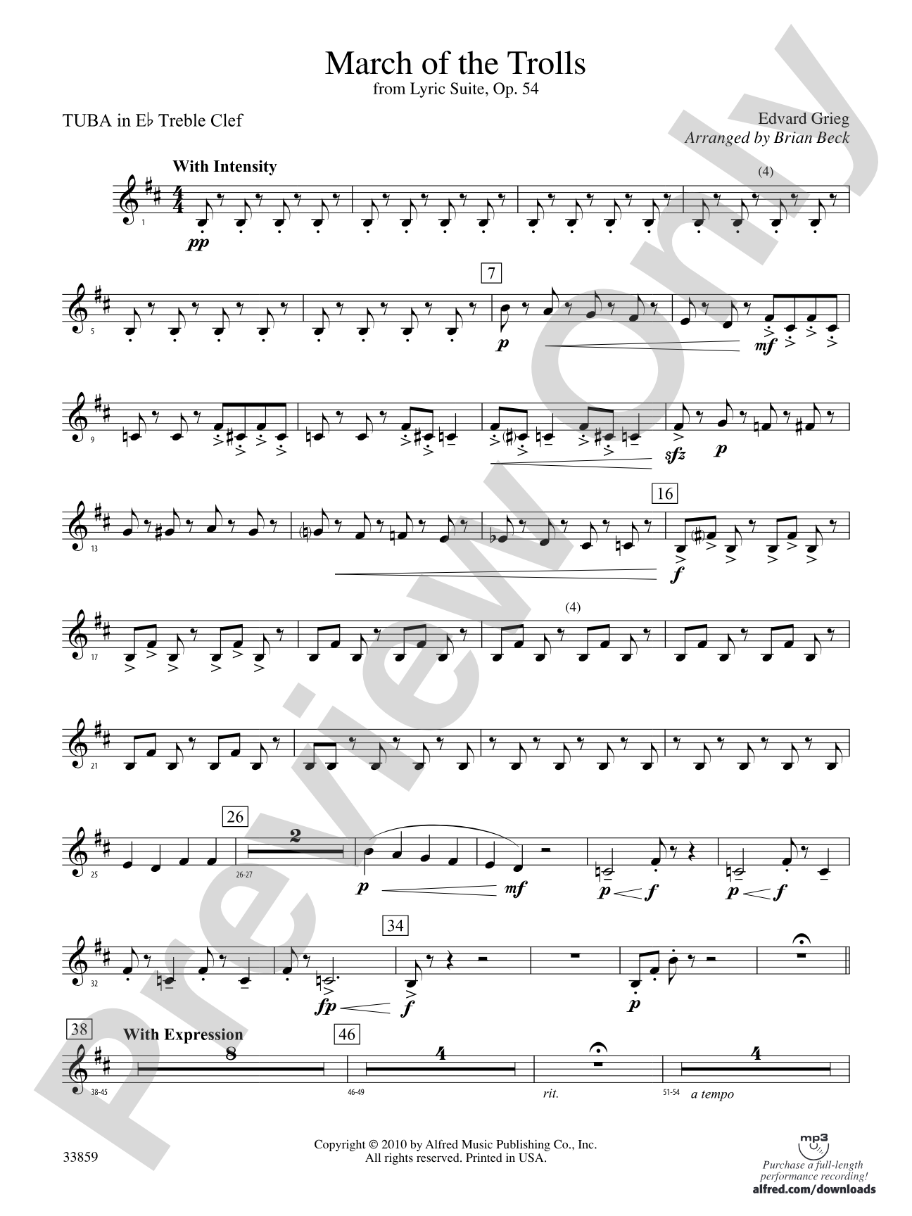 March of the Trolls: (wp) E-flat Tuba T.C.