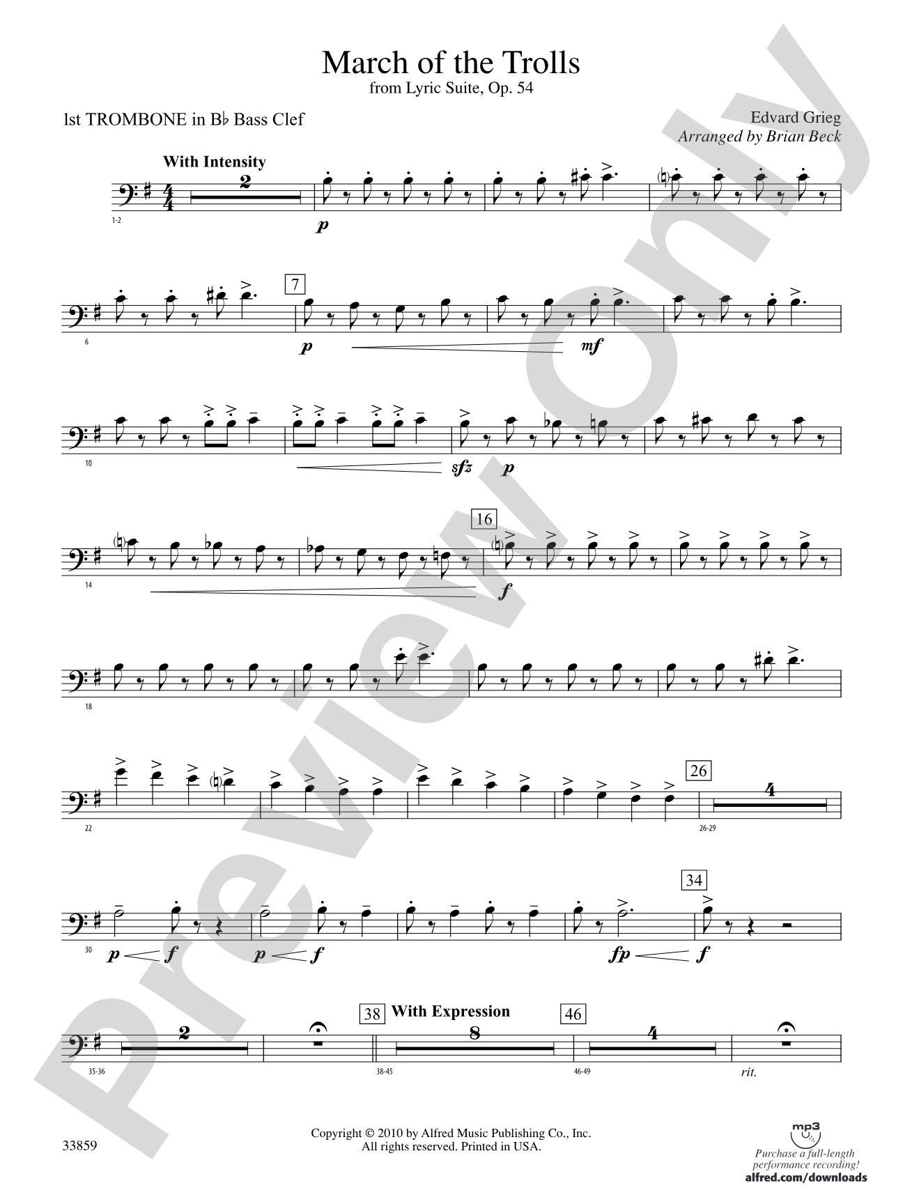 March of the Trolls: (wp) 1st B-flat Trombone B.C.