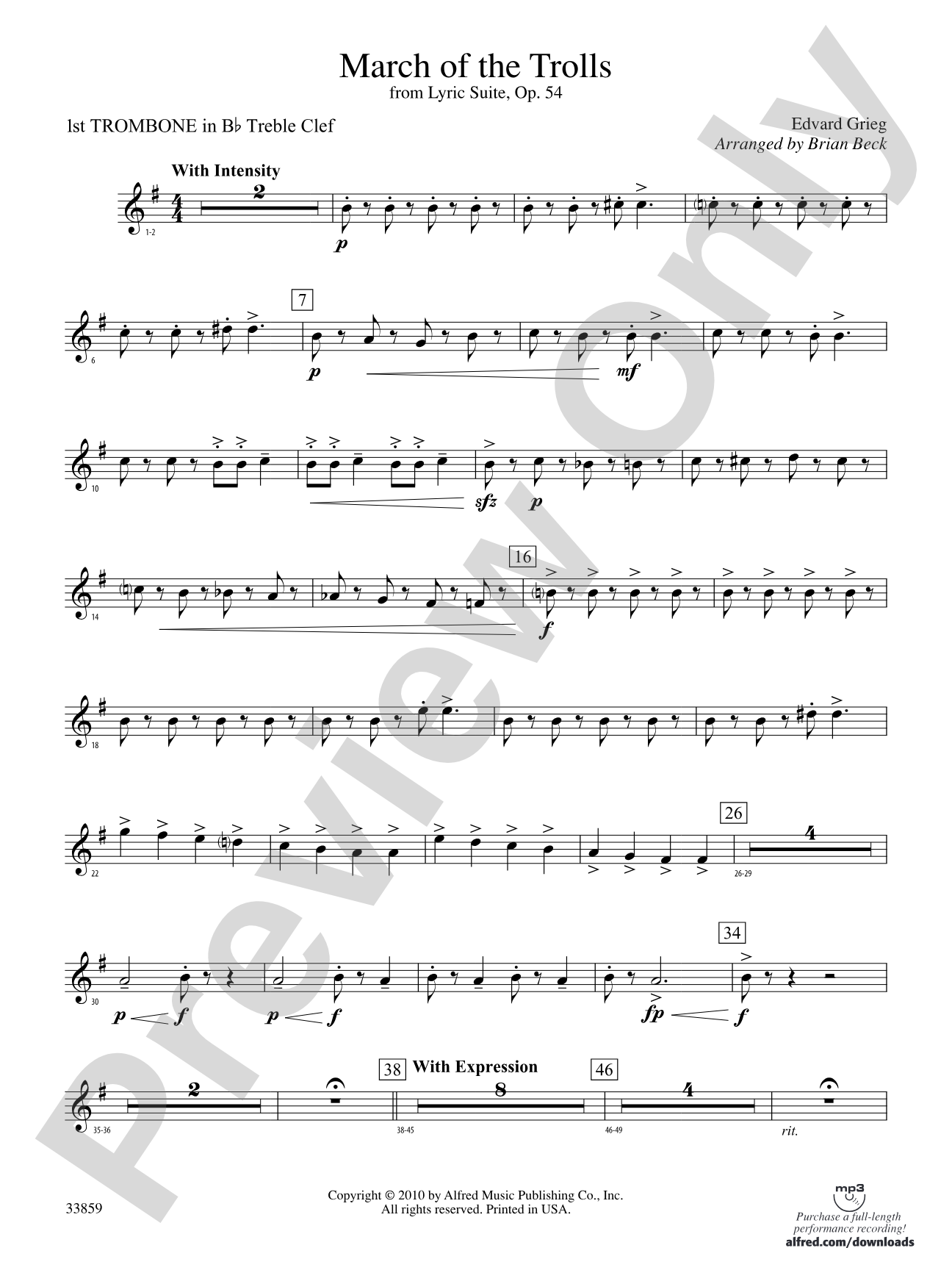 March of the Trolls: (wp) 1st B-flat Trombone T.C.