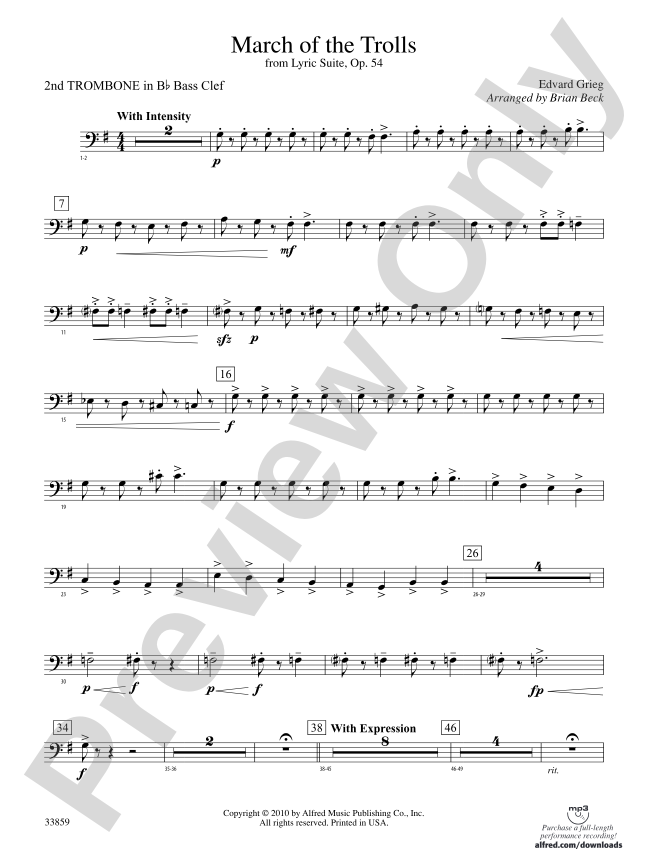 March of the Trolls: (wp) 2nd B-flat Trombone B.C.
