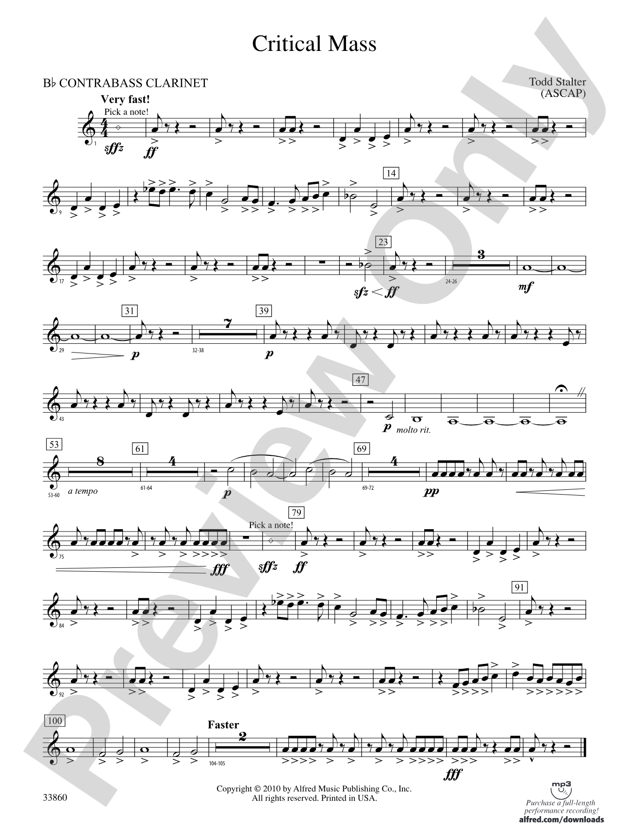 Critical Mass: (wp) B-flat Contrabass Clarinet