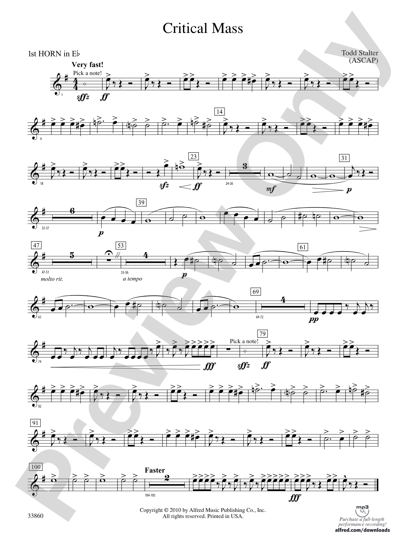 Critical Mass: (wp) 1st Horn in E-flat