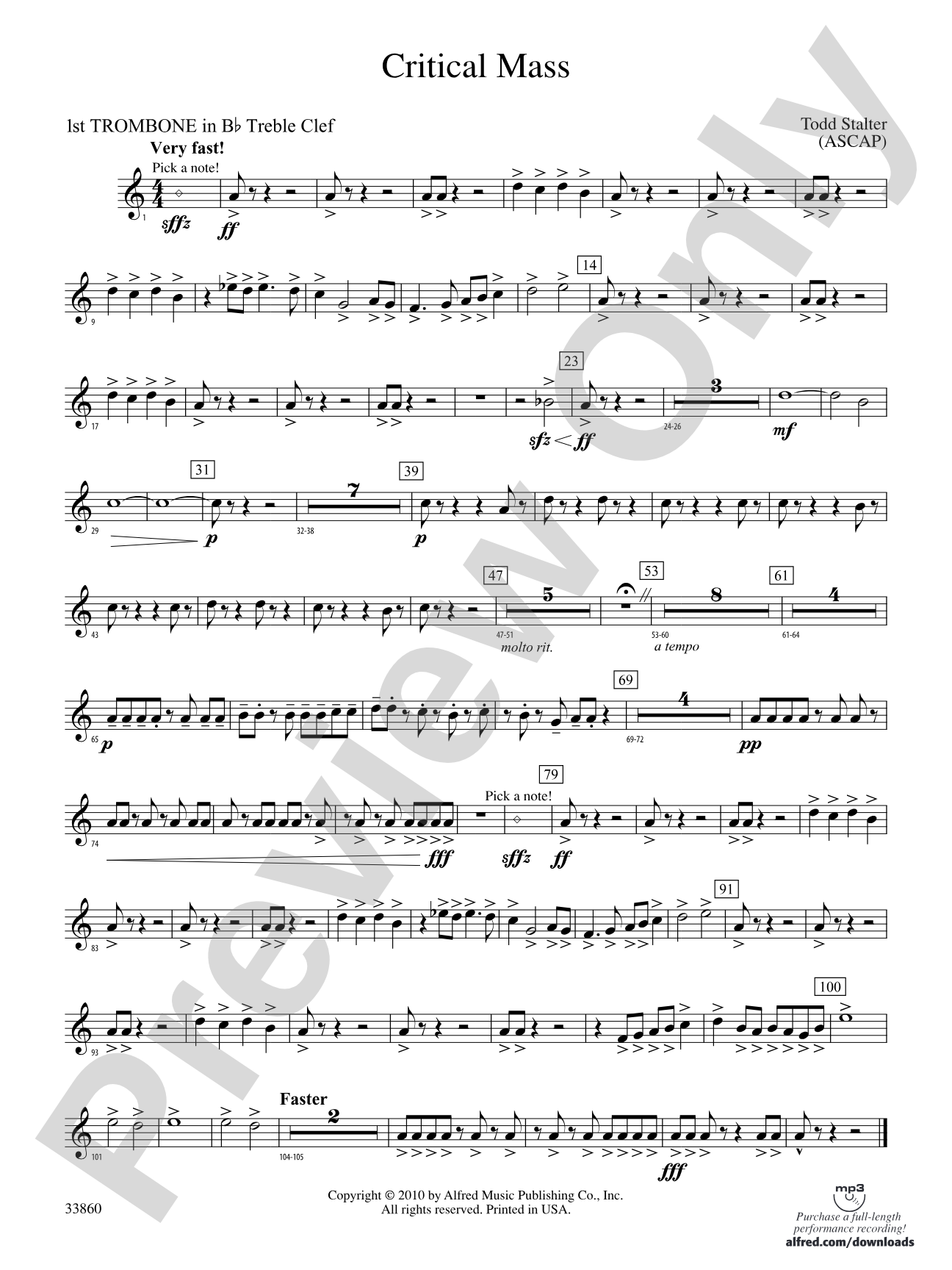 Critical Mass: (wp) 1st B-flat Trombone T.C.