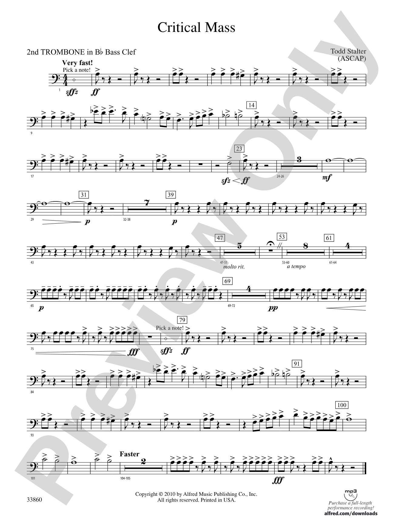 Critical Mass: (wp) 2nd B-flat Trombone B.C.