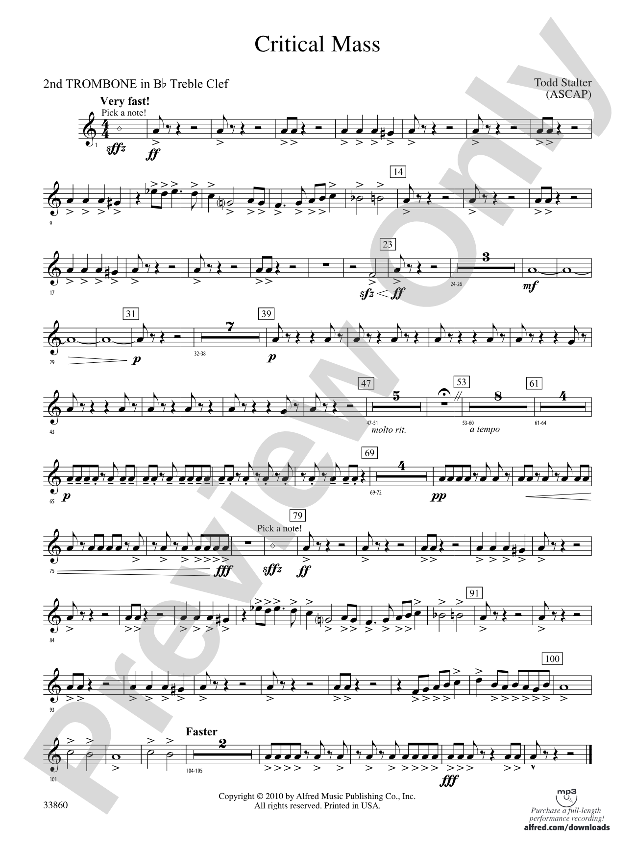 Critical Mass: (wp) 2nd B-flat Trombone T.C.