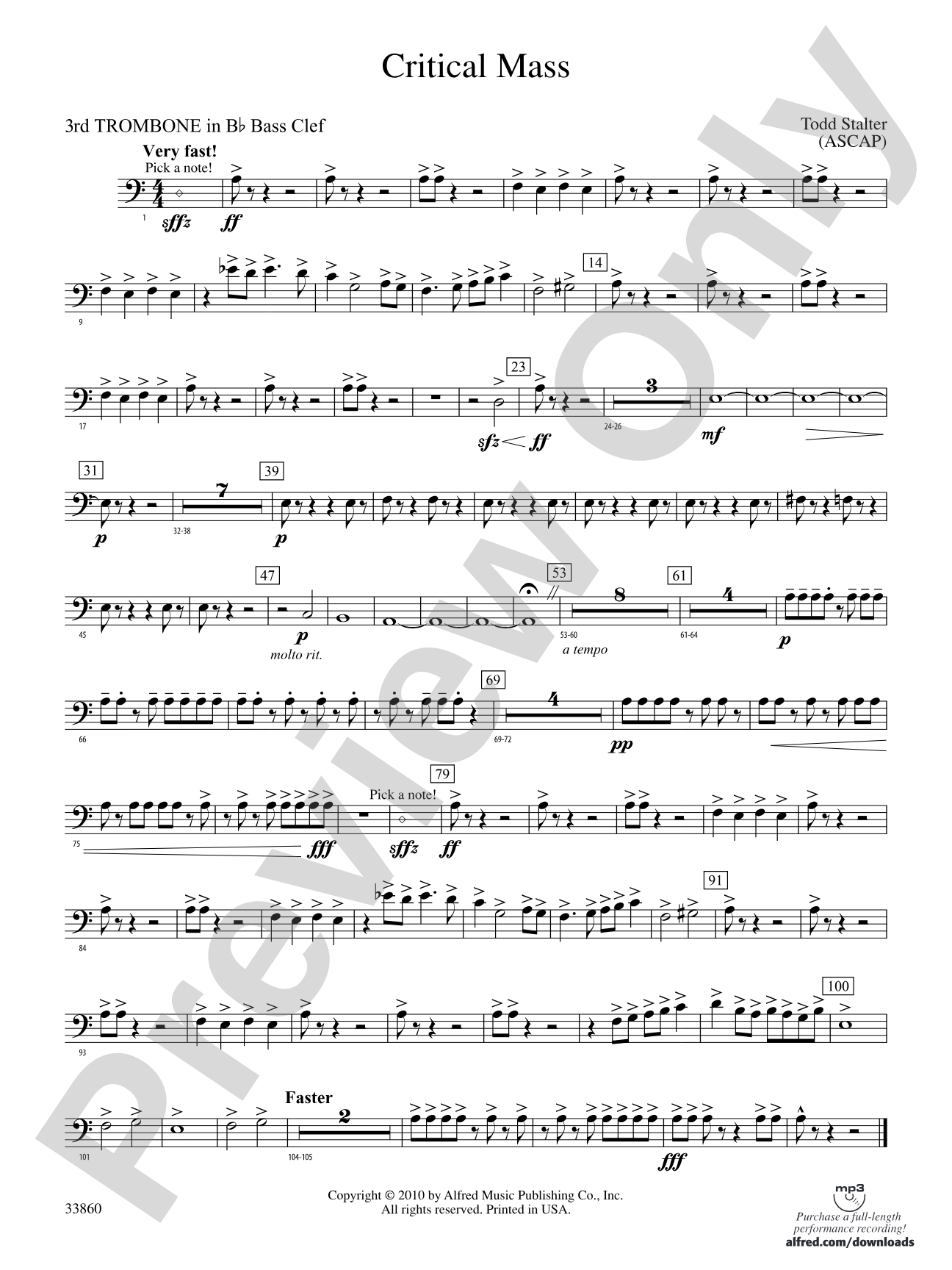 Critical Mass: (wp) 3rd B-flat Trombone B.C.