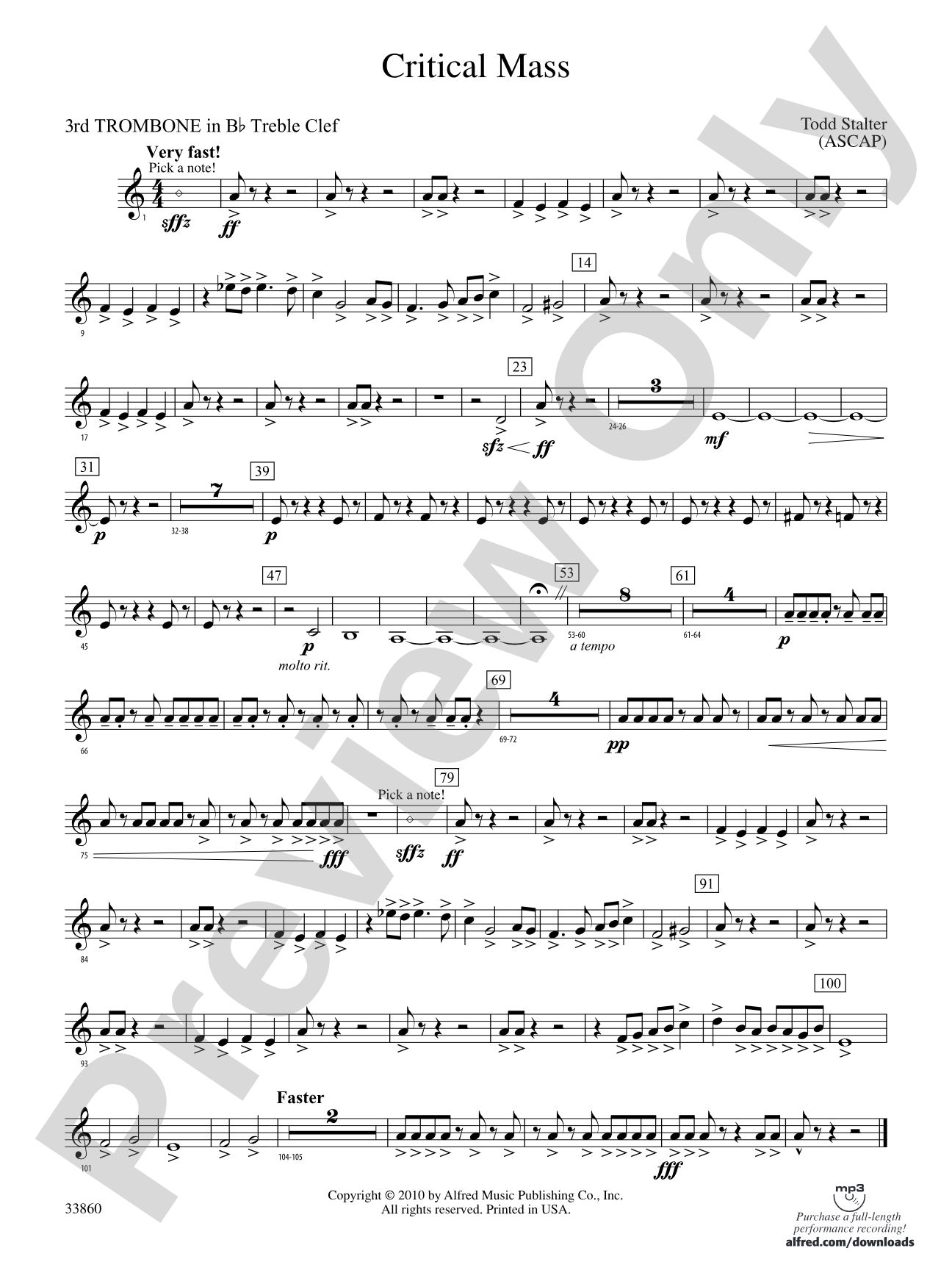 Critical Mass: (wp) 3rd B-flat Trombone T.C.